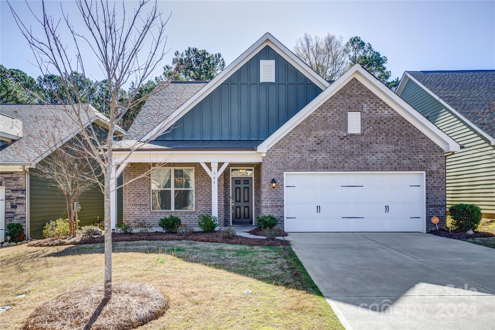 Experience easy living in this 2020 home, in Rhyne Estates. Enjoy modern comfort in a community designed for a worry free lifestyle. Walking inside, you're greeted by laminate floors, 9 foot ceilings & neutral colors throughout, setting the stage for a welcoming and spacious atmosphere. You'll immediately notice this home's thoughtfully designed layout, crafted for a convenient one level living. In the heart of the home, the kitchen features white cabinets, granite counters, SS appliances and a gas cooktop. The large island and open layout invite both cooking & gathering, blending convenience with elegance. The primary bedroom combines luxury with ease, offering an ensuite with a tiled walk-in shower complete with handrails, double vanities and a spacious WIC. The upstairs boasts an oversized bonus room with an unfinished room, ready for conversion into an additional living area. This space also offers potential for the option to add a bathroom, while showcasing it’s versatility.