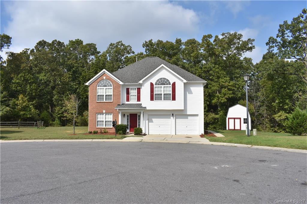 Don't miss out! Huge center cul-de-sac home perfect for outdoor entertaining & enjoying nature. Lot backs up to lush woods, & offers a huge private yard w/oversized bi-level concrete patio & giant shed w/loft. Beautiful hardwood floors on main, open floor plan w/formal liv/din, sunken fam/rm. 42" cabinets, granite, new range, dishwasher & paint, dual zone heat/air. Huge master w/tray ceiling, sitting rm or opt/5th bdrm, lrg m/bath  w/shower jacuzzi tub walk in closet, vaulted ceilings in bdrms.