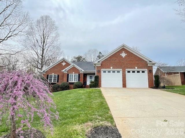 Enjoy effortless single level living in the highly desirable golf course community of Catawba Springs. This beautifully maintained 3 bedroom, 2.5 bathroom home offers a bright, open floor plan designed for both everyday comfort and easy entertaining. The inviting living room features recessed lighting, a cozy gas log fireplace, and custom built-ins, creating a warm and welcoming atmosphere. A spacious dining room provides the perfect setting for gatherings, enhanced by elegant wainscoting and a tray ceiling. The modern kitchen is both stylish and functional, complete with quartz countertops, a farmhouse sink, pantry, and generous dine-in space. A standout feature of this home is the temperature controlled sunroom - an ideal retreat for year round relaxation, along with access to an exterior deck (110 sq ft) for enjoying the outdoors. The primary suite serves as a private retreat, showcasing a tray ceiling, custom walk-in closet, and a well-appointed ensuite bath with dual vanities, walk-in shower, and separate jetted tub. The split bedroom layout offers added privacy with two additional bedrooms and a full bath located on the opposite side of the home. Conveniently tucked away, the laundry room and half bath are easily accessible from the main living areas while maintaining privacy. The spacious two-car garage provides ample room for parking and storage, and the tall crawlspace offers additional storage potential. With a full brick exterior for low maintenance living, this home blends comfort, style, and practicality in one exceptional package.