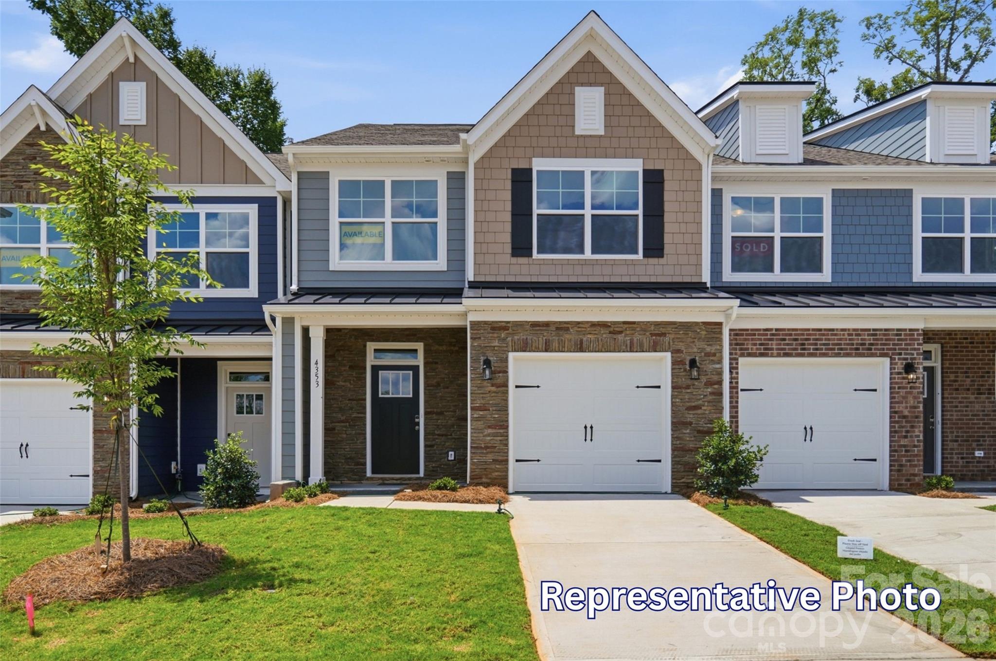 New townhomes in Harrisburg! Enjoy being in walking distance of shops and dining! This Ashland plan has 3 bedrooms, 2.5 baths, and more than 1,800 square feet of living space. Enter the home through the foyer with tray ceiling to see the open kitchen, dining area and family room that walks out to a covered porch. The kitchen features gray, Shaker-style cabinets, matte black hardware and white quartz countertops, a spacious island, tile backsplash, and stainless appliances, including a gas range. The open main floor has beautiful and durable Enhanced Vinyl Plank flooring throughout. The upper floor features the loft, all 3 bedrooms, full baths, and laundry room. The primary bath has a tiled shower with bench seat, dual-sink vanity, and linen closet. The upstairs hall bath has a tub/shower combo. All baths feature gray cabinetry and white quartz counters. Community amenities include a dog park, playground, paved walking trail, outdoor pool & cabana.