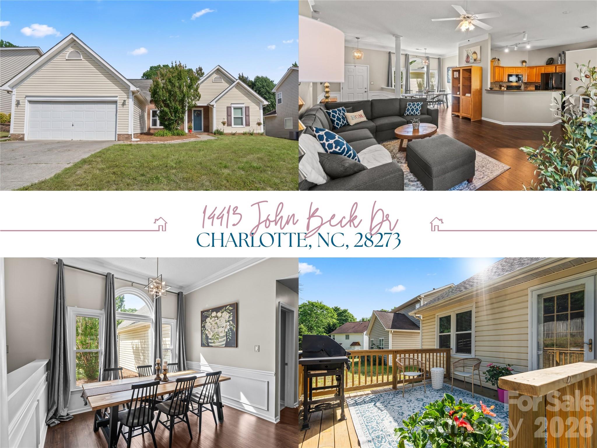 Rare opportunity, for an original-owner single story home in Southwest Charlotte, lovingly maintained since the day it was built in 1996, with the kind of features to provide peace of mind for the next homeowner. 

This 3-bedroom, 2-bath ranch delivers easy one-level living with a split bedroom layout, placing the primary suite privately apart from the secondary bedrooms. Featuring 10' and higher ceilings across the main living area and an open flow layout providing sightlines from the entry foyer to the living room, kitchen, breakfast nook and dining area. The kitchen anchors the home with granite countertops, a breakfast bar peninsula, tile backsplash, large dual bowl stainless steel sink, pantry and a sunny breakfast nook with a bay window. Beautiful, durable laminate wood flooring flows through the main living spaces including the kitchen and hallway.

The spacious primary retreat features a 10' ceilings with a tray, a large walk-in closet and a 5-piece en suite with an updated flooring, updated shower with a glass door, garden tub, double vanity, and separate water closet. Two additional bedrooms and a full bath are on the other side of the home. The laundry room serves as the entry from the 2 car garage with easy access to the kitchen. Step outside to the new (2024) deck, ready for grilling, gardening, or quiet evenings. 

Behind the scenes: gas water heater (2025), microwave (2026), primary bedroom freshly painted (2026), primary shower replaced with glass door (2023), LVP floors in primary bath & laundry (2023), HVAC (2021), all new windows (2019), laminate wood flooring (2017), roof (2010). Refreshed foyer and dining light fixtures (2026). Don't miss the glass panel storm door on both the front & back doors. Truly move in ready, the home has been pre-inspected for buyer peace of mind. Convenient to Charlotte Douglas International Airport, I-77, I-485, Carowinds, Lake Wylie, and Steele Creek’s growing dining and shopping. This is truly move-in-ready single-story in Charlotte.