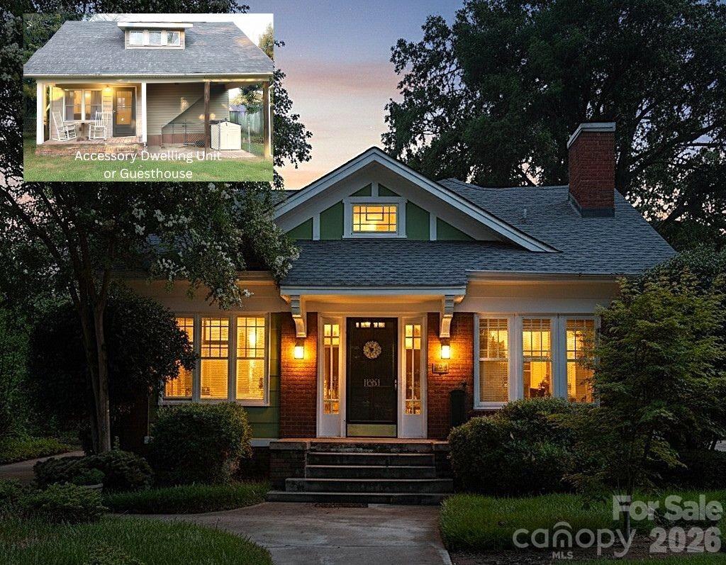 Two Houses, One Price: A charming home paired with a guest cottage in the heart of the Pee Dee Avenue Historic District is a rare real estate offering.

The interior features a gracious sunlight filled living room, a formal dining room perfect for gatherings and a butler’s pantry with custom built banquette seating for quick bites. A dedicated home office makes working from home both comfortable and private. On the main level, an updated hall bathroom showcases tile flooring and a spacious enclosed shower, while the upstairs primary bedroom with en-suite bath feels like a private spa with its tiled shower and elegant slipper tub accented by chrome hardware.

Outdoor living is equally enchanting. Relax on the screened porch or retreat to the backyard oasis, where a tranquil water feature and an outdoor fireplace create the ideal backdrop for evenings under the stars.
Adding remarkable flexibility, a guest house / accessory dwelling unit (ADU) sits at the rear of the property—perfect for guests, studio for creative pursuits, or private work space. The guest house includes efficient mini-split heating and cooling, a compact living area, a dedicated kitchen space with sink and lower cabinetry, and a full bathroom with shower. Upstairs, a loft-style sleeping area is perfect for futons or twin beds offering a unique retreat. (note: no closets in the guest house).

With its historic setting, distinctive details, and rare bonus living space, this cottage presents a truly special opportunity to own a piece of Albemarle history on one of its most beloved streets. Even better, there is no HOA or Architectural Board of Review established for the Pee Dee Avenue Historic District.