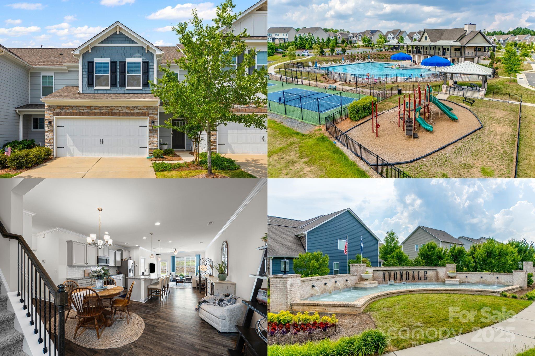 LENDER PAID INTEREST RATE BUY DOWN! Residents of Avondale enjoy resort-style amenities including a community pool, clubhouse, fitness center, and pickle & bocce ball courts. Welcome to low-maintenance living with high-end perks-- AND top rated Indian Land schools! This beautifully maintained townhouse in Indian Land offers the perfect blend of style, comfort, and convenience. Step inside to find an open-concept layout with bright natural light. The kitchen features stainless steel appliances, granite countertops, and a spacious island—perfect for entertaining. Primary bedroom suite is on the main floor. Upstairs has 3 additional bedrooms and a large flex space.  And with Ballantyne just a few minutes away, you’re never far from top shopping, dining, and entertainment. This is easy living—elevated. Come see why Avondale is one of Indian Land’s most desirable communities!