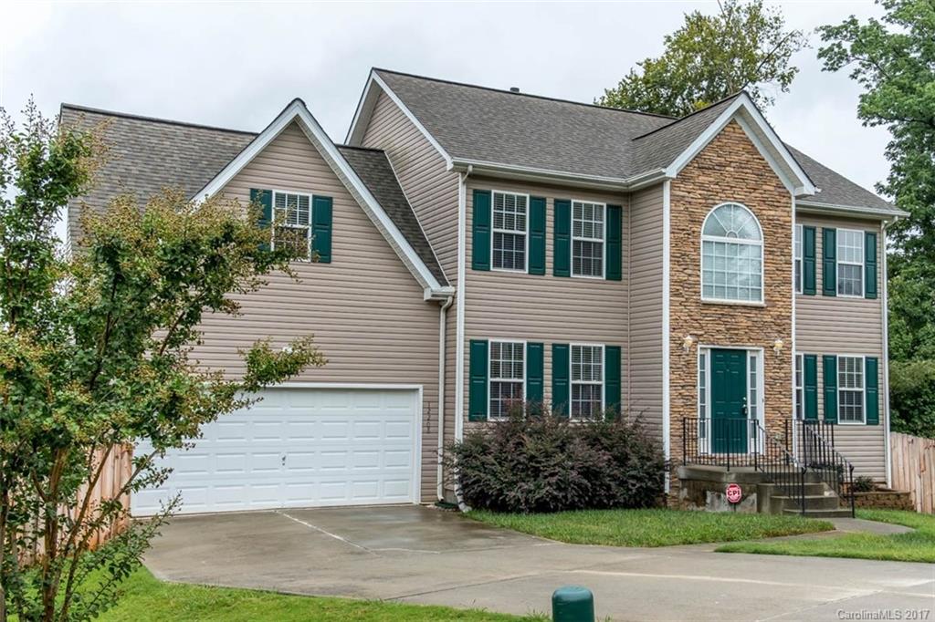 Rare find--two-story home with an unfinished basement, plumbed for an extra bath and at such an affordable price.  Cul de sac, private fenced yard, new wood floors on main level, newer appliances, new roof in 2011, 2" blinds throughout, seller-paid home warranty. Refrigerator, washer and dryer remain. Convenient to I-485, Charlotte, Concord.  See lots more photos by clicking on the Virtual Tour.