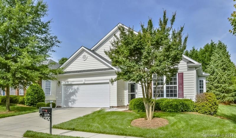 Beautiful 3 Bedroom Ranch set in active adult community moments to Charlotte, perfectly sized for close friendships yet large enough for amazing amenities!  Open formal Living & Dining Rooms, spacious Kitchen opens to casual dining, “office” nook, & Great Room with fireplace.  Private Master Suite.  Private patio with gas grill & fountain.  Garage “Man Cave” with epoxy finished flooring.  A Must See!