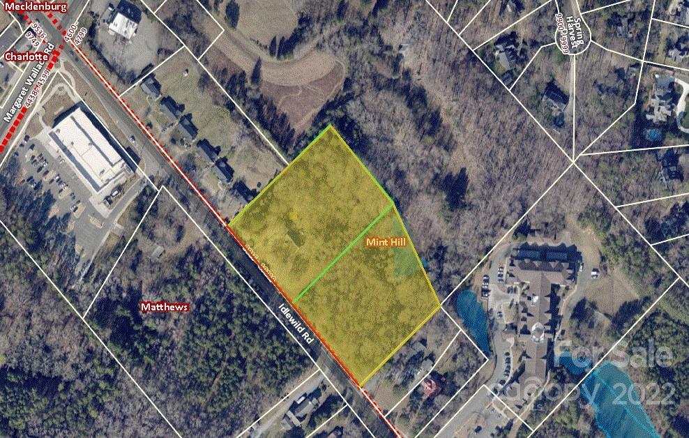 Investment/Development opportunity with this 6.09 acres of level land in a prime growth area. The property offers 617' of frontage on Idlewild Rd. with city water and a deeded ROW for a possible sewer connection. The dwelling is tenant occupied and is being sold "As Is"-Value isin the land. Located just east of the commercial developments at the intersection of Idlewild & Margaret Wallace (Lidl  & Harris Teeter), just west of the Willow Grove Retirement Community and across from the planned Arden at Matthews 55+ community. The tract adjoining the back of this tract has a condition Office/Apt zoning. Mint Hill's new land-use plan labels property for Mixed Use Residential. The current zoning is residential. However, there is strong growth along this corridor. Adjacent lot 10003 Idlewild is included in this offering and is to be sold together.  See 10003 Idlewild Rd- Acreage listing MLS #3574035 and contact the listing agent for additional details.