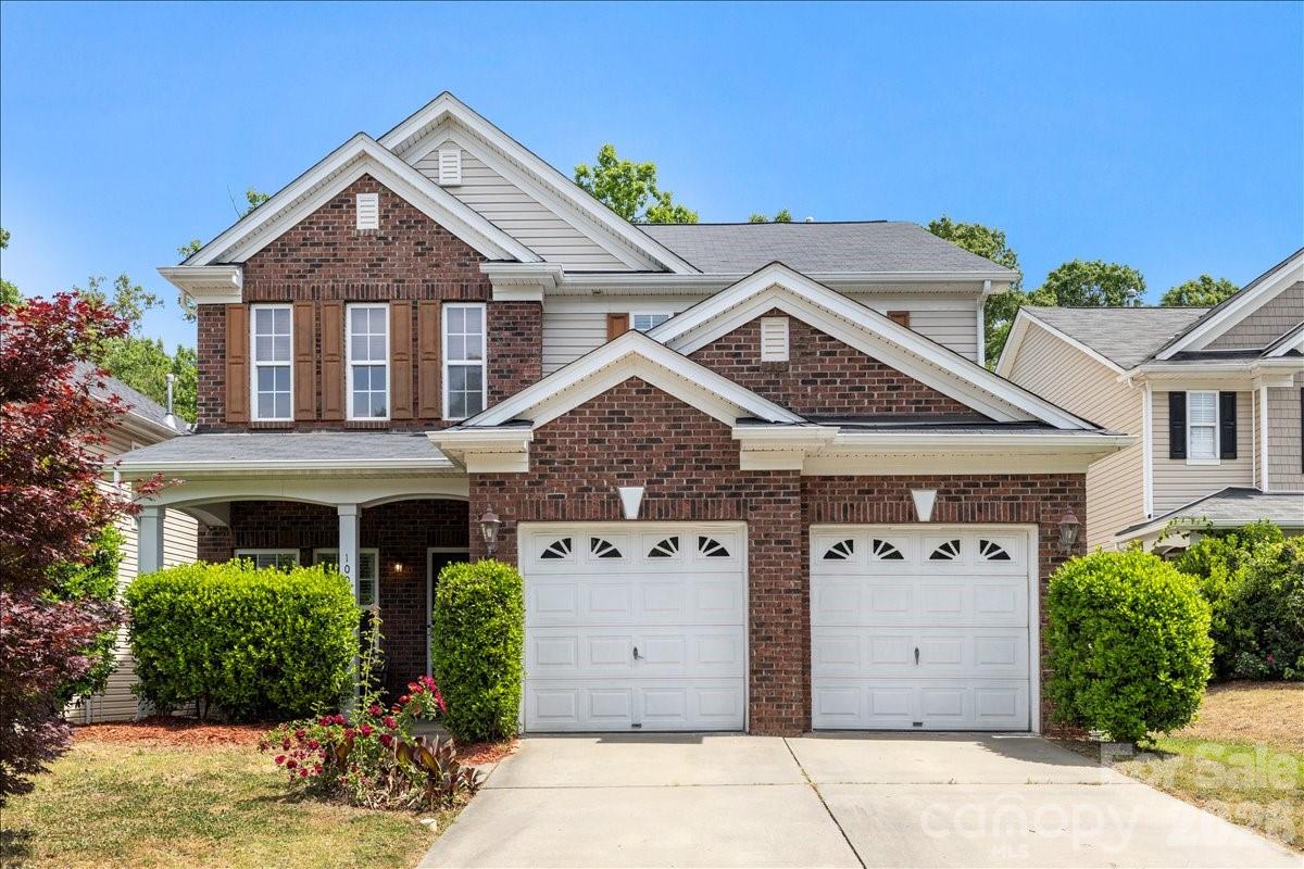Beautifully updated and well-maintained 4-bedroom, 2.5-bath home in popular Prosperity Ridge! This brick front home with covered front porch offers an open floorplan filled with an abundance of natural light, and updates throughout! New luxurious LVP flooring throughout, fresh paint, etc.! The spacious kitchen features painted 42” cabinetry, expansive granite counters, an abundance of storage, crown molding, new appliances, etc. Enjoy generously sized bedrooms, a vaulted primary suite, cozy gas fireplace, charming front porch, private fenced backyard, and 2-car garage. Thoughtfully maintained lush landscaping adds warmth and curb appeal. Community amenities include a pool, clubhouse, playground, and walking trails, all with convenient access to shopping, dining, and more.