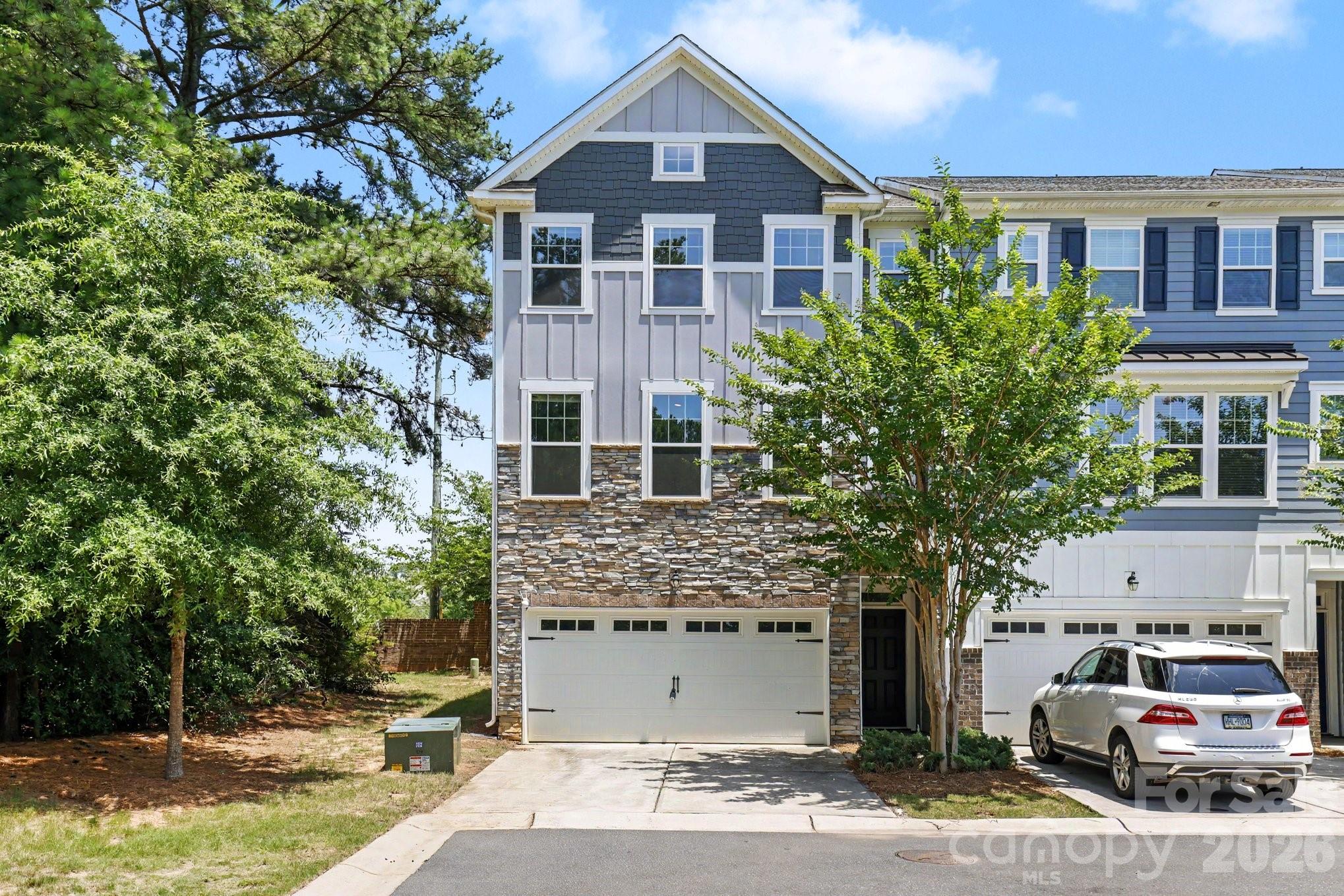 Perfect end-unit townhome in Ballantyne!
Built in 2020, this 3-story home is filled with natural light and features tall ceilings throughout, creating a bright, open feel on every level. The thoughtful 3-level layout separates work, living, and rest into distinct, functional spaces — perfect for modern living.
Main level: bonus room/flex space ideal for a home office, media room, or playroom, plus direct access to the attached 2-car garage. 
Second level: open-concept living room and kitchen with tall ceilings and abundant light, plus a back deck for indoor-outdoor living. 
Third level: all three bedrooms, including a private primary suite, tucked away from the main living areas for peace and privacy. 3.5 bathrooms throughout.
Located minutes from Ballantyne's shopping, dining, and parks, with easy highway access and a 20-minute drive to Charlotte Douglas International Airport.