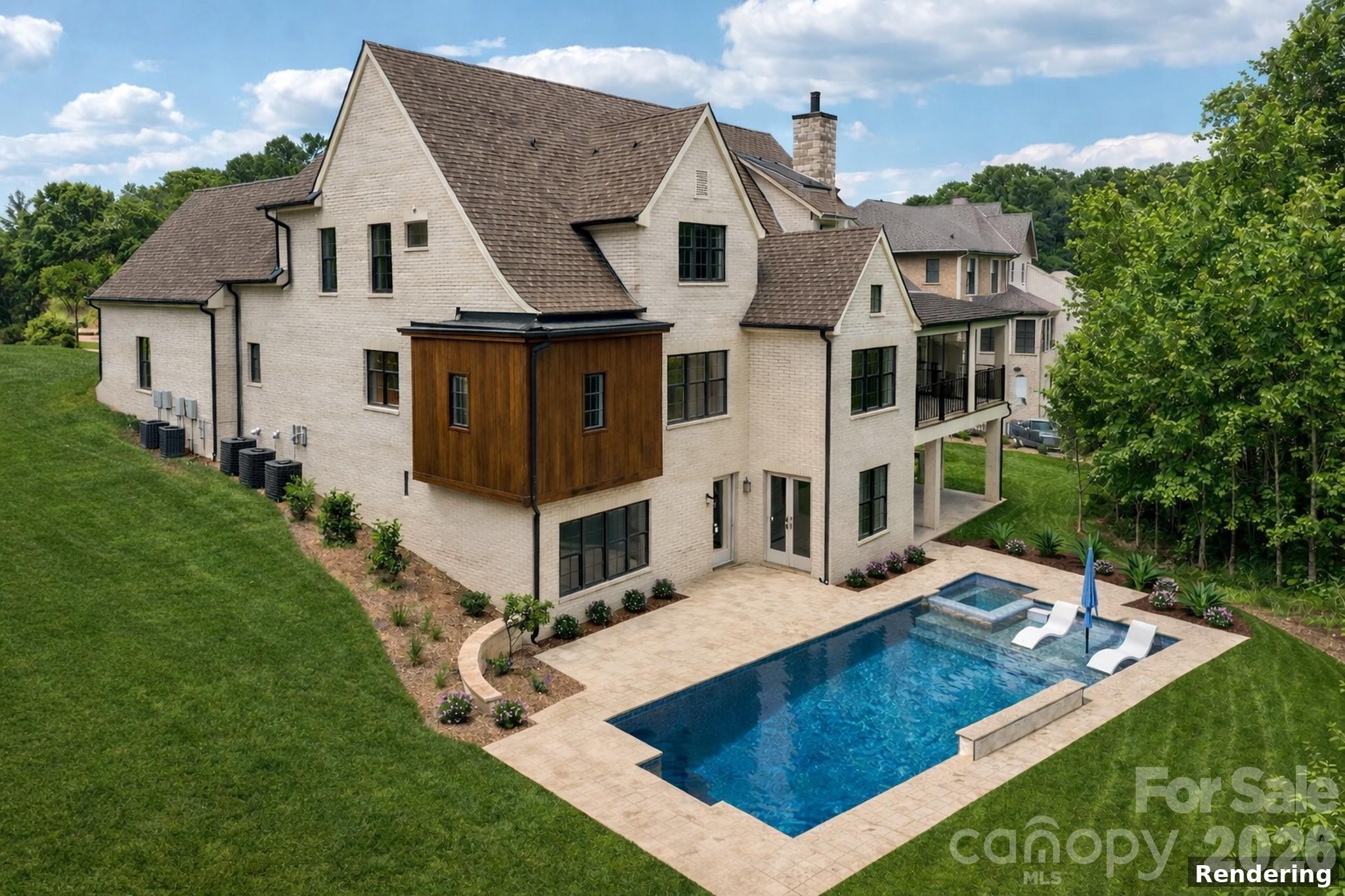 Set within the exclusive Cardinal Crest community, this semi-custom luxury estate perfectly balances privacy and convenience on a beautifully wooded one-acre lot. The thoughtfully designed open floor plan showcases a gourmet kitchen with custom cabinetry, premium appliances, and an expansive island that connects seamlessly to the great room—complete with vaulted ceilings, exposed beams, and a striking floor-to-ceiling fireplace.

The main-level primary suite offers a serene retreat with a spa-inspired bathroom and custom walk-in closet. Upstairs includes a secondary primary suite, two additional en-suite bedrooms, and a spacious bonus room ideal for an office, fitness area, or media lounge.

The fully finished basement was built for entertaining, featuring a guest bedroom, recreation areas, a stylish bar, and direct access to the covered patio.

Designed with outdoor living in mind, the property also features a planned resort-style pool and spa, thoughtfully designed with a custom gunite construction, sun shelf, integrated spa, and elegant sheer descent water feature. Expansive travertine decking creates the perfect setting for lounging and entertaining, offering a private, resort-inspired backyard experience.

Designed with the future in mind, the home includes provisions for an elevator, a three-car garage, and an advanced security system.

Just minutes from I-485, shopping, and dining, this estate offers the best of Weddington living—peaceful surroundings with city conveniences close by. Don’t miss your opportunity to own in one of the area’s most desirable communities. Schedule your private showing today!