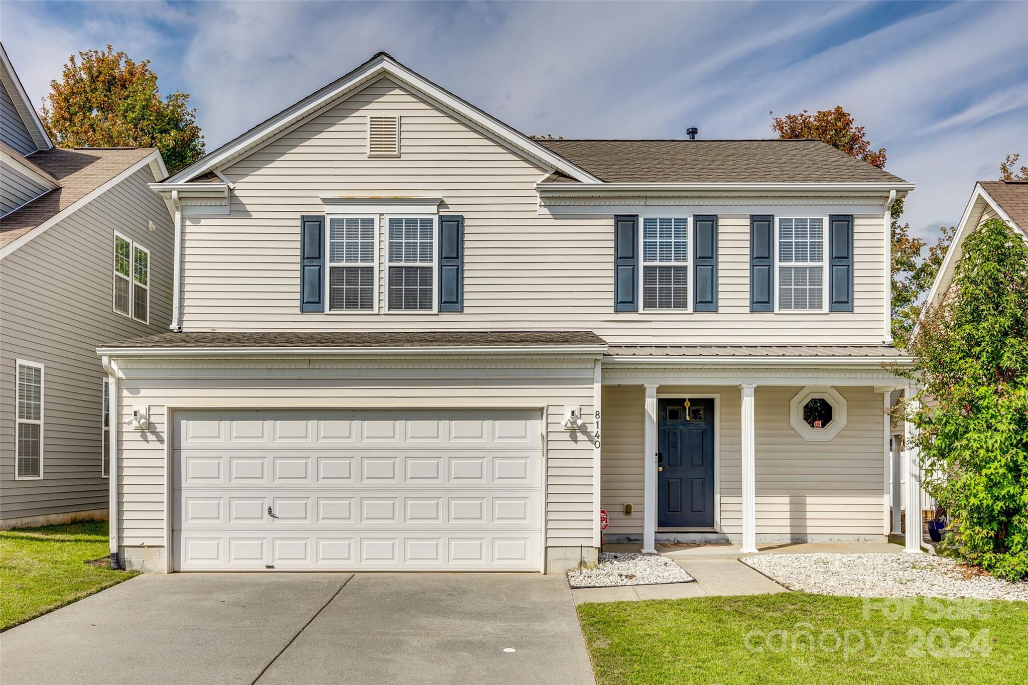 This charming home offers convenience and style! Brand new roof just installed! This home welcomes you with a covered front porch and patio and features a 2-car garage. Inside, enjoy the open floorplan with a gas log fireplace, walk-in closets, and a convenient upper-level laundry closet. The fenced yard offers privacy and outdoor enjoyment. Located in a community with fantastic amenities, including an outdoor pool, clubhouse, and recreation area. Perfect for comfortable living in a great neighborhood! With top-rated Indian Land schools and exciting developments like Target and Costco on the way, this is the perfect place to call home! Schedule a showing today!