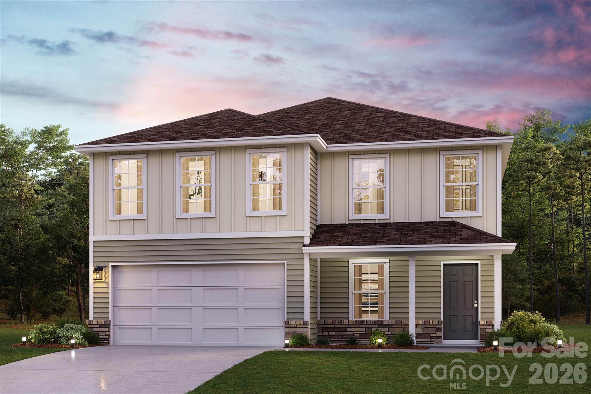 Welcome to your dream home in the Frey Creek. The elegant Kingston Plan is a  two-story home that features a welcoming flex room and an open-concept design where the Great Room, Dining Area, and gourmet kitchen seamlessly connect. The kitchen is a culinary masterpiece with sophisticated cabinetry, quartz countertops, and  stainless steel appliances, including a smooth-top range, microwave, and dishwasher.
Upstairs, find a  primary suite with a private bath featuring dual vanities, a spacious walk-in closet, additional bedrooms, and a practical laundry room. Enjoy leisure time in the versatile game room and benefit from a 2-car garage. With energy-efficient Low-E insulated dual-pane windows and a 1-year limited home warranty, this home offers both style and functionality.