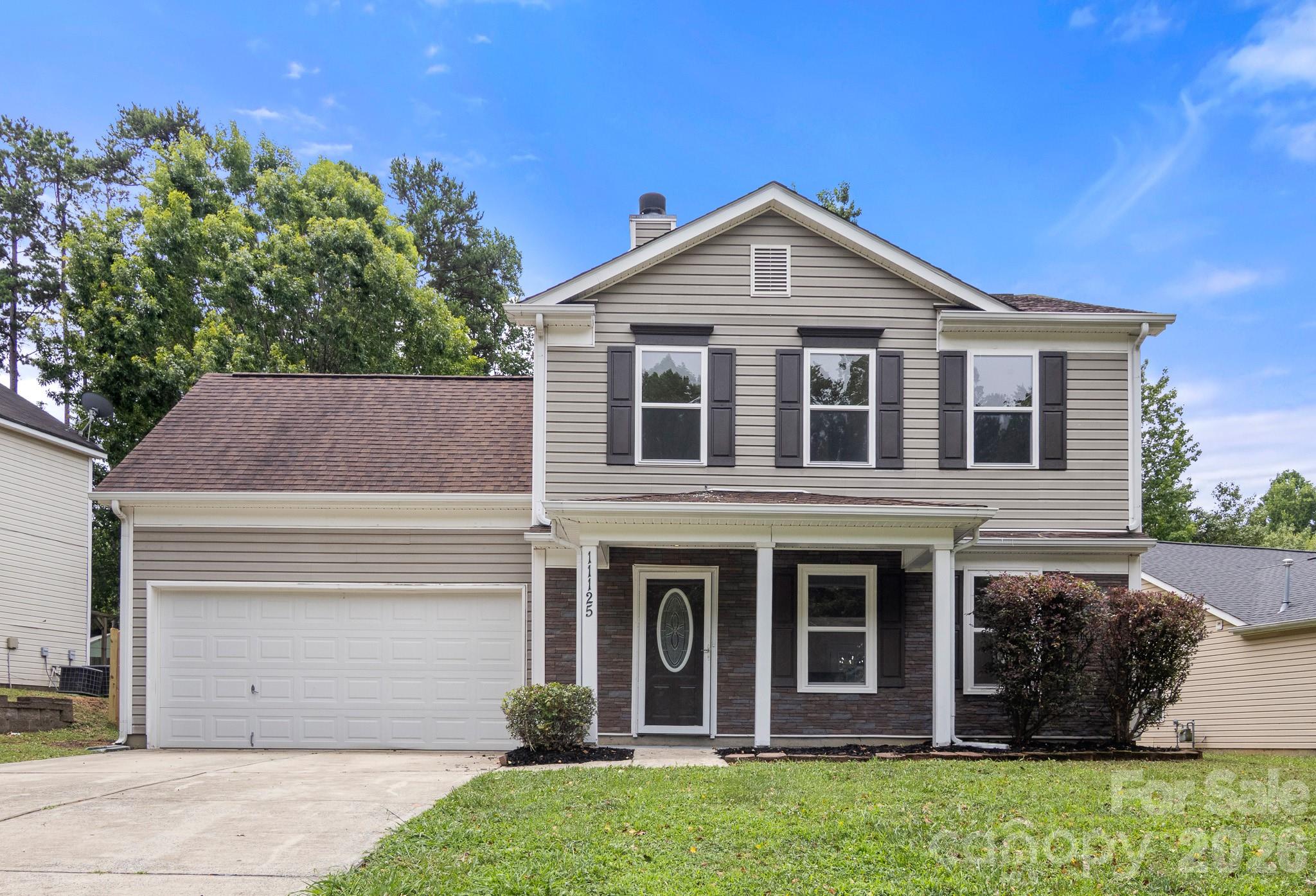 Welcome home to this beautiful, updated home in the lovely Brookmere neighborhood. Step through the covered front porch into the open floorplan main level with new LVP floors throughout. Kitchen has NEW SS appliances, large kitchen island, pantry, granite countertops, and plenty of cabinet and storage space. Laundry is located between kitchen and garage entrance across from the half bathroom. The kitchen opens to the dining area and great room that has a fireplace. New carpet upstairs. Split staircase between bedrooms and bonus room. Guest bathroom has single granite vanity and shower/tub combo and LVP flooring. Primary bedroom has vaulted ceiling and ceiling fan. Primary bathroom has dual granite vanity, LVP flooring, garden tub, and separate walk-in shower.  2 additional bedrooms are good size with ceiling fans. Attached 2-car garage, fully fenced backyard with a newer wood privacy fence, additional shed for extra storage. Come see it today!