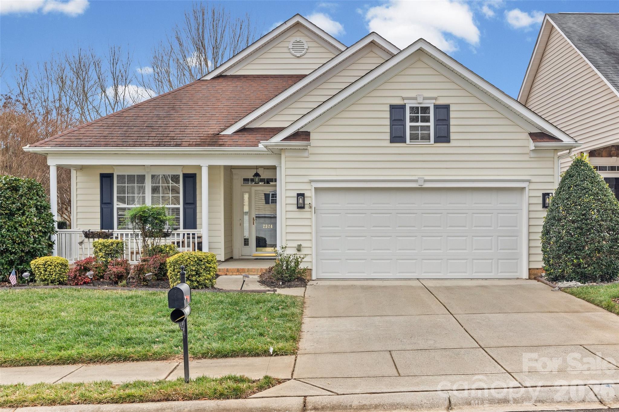 Welcome home to this charming, 2 bedroom, 2 bath home in Four Seasons at Gold Hill.  2324 Jade Lane sits beautifully on the side street of a cul-de-sac and has a welcoming front porch.  Inside, you will find new carpet and new paint, a new dishwasher, new AC in 2025- under warranty, updated pipes, an updated kitchen and an updated primary ensuite.  Plantation shutters flank the windows and with two living areas the options are endless!  The den has a gas fireplace and built in bookshelves.  In addition, the split floor plan allows for a spacious primary bedroom with a large walk-in closet and an ensuite bathroom with walk-in shower.  In the oversized, two-car garage, there is walk up attic storage that you will find very useful and on the back the house, there is a private patio with tons of potential.  The home is even covered under a termite bond.  Come see this home, it will charm from first sight.