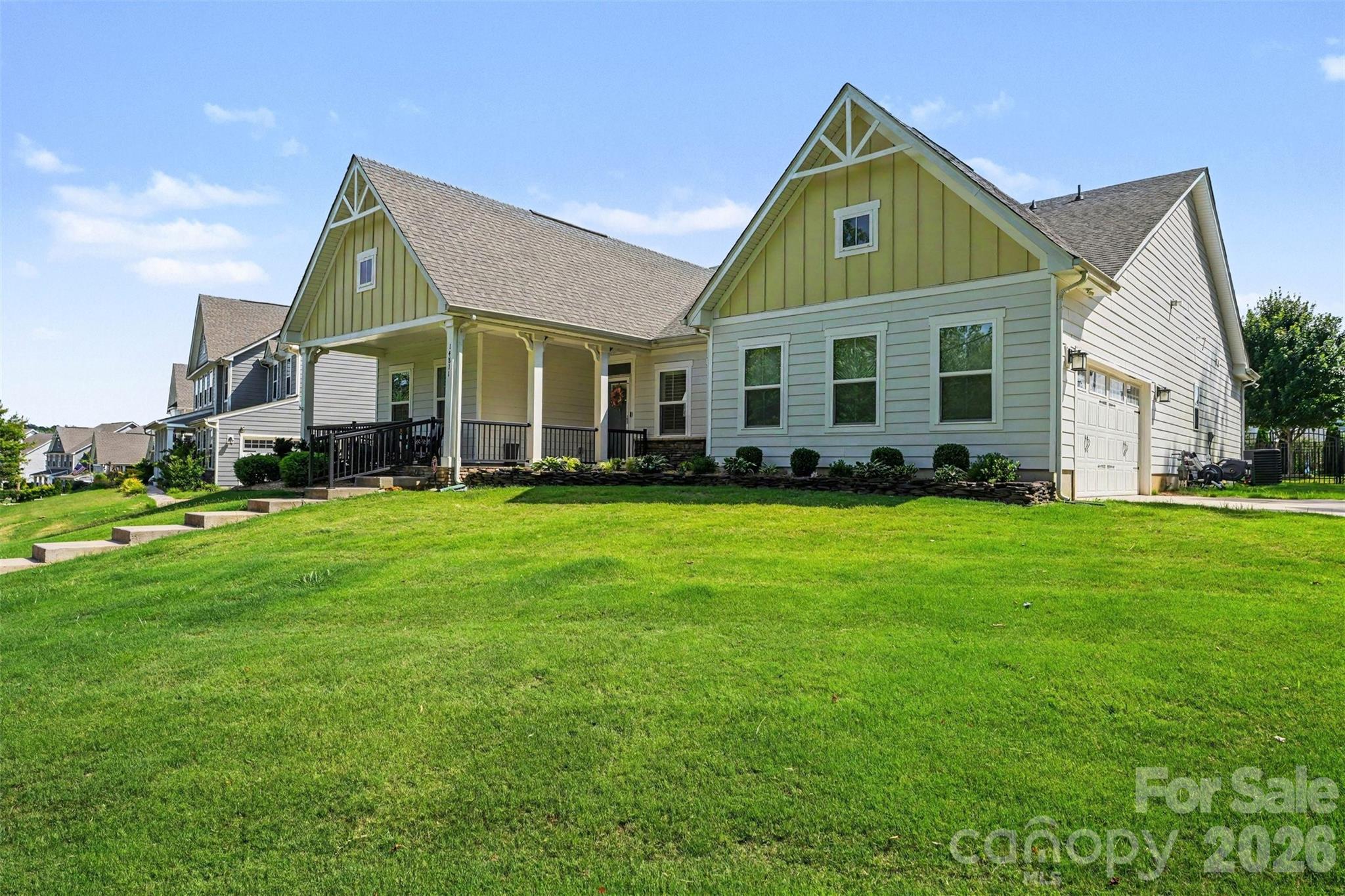 Welcome home to this meticulously updated 2020-built ranch-style home that effortlessly combines modern convenience with thoughtful, high-end upgrades. Step inside to find a seamless open floor plan that flows beautifully into a spacious main-level primary suite, offering true single-level living. The bright, inviting layout is enhanced by beautiful plantation shutters throughout, including a newly upgraded sliding glass back door featuring built-in blinds.
The heart of the home boasts a sleek kitchen complete with a Samsung smart refrigerator, while newly replaced ceiling fans add comfort to every room. Convenience starts at the front entryway with an added storm door, and extends all the way to the garage, which now features durable epoxy flooring and custom built-in shelving.
Outdoors, the property transforms into a private oasis; a landscape designer custom-curated the fenced-in backyard, pairing elegant pavers with low-maintenance astroturf for effortless year-round enjoyment. Complete with practical Rainguard gutters, this turnkey property offers a seamless blend of style, functionality, and ease. 
This home is even better in person. Come take a look today!