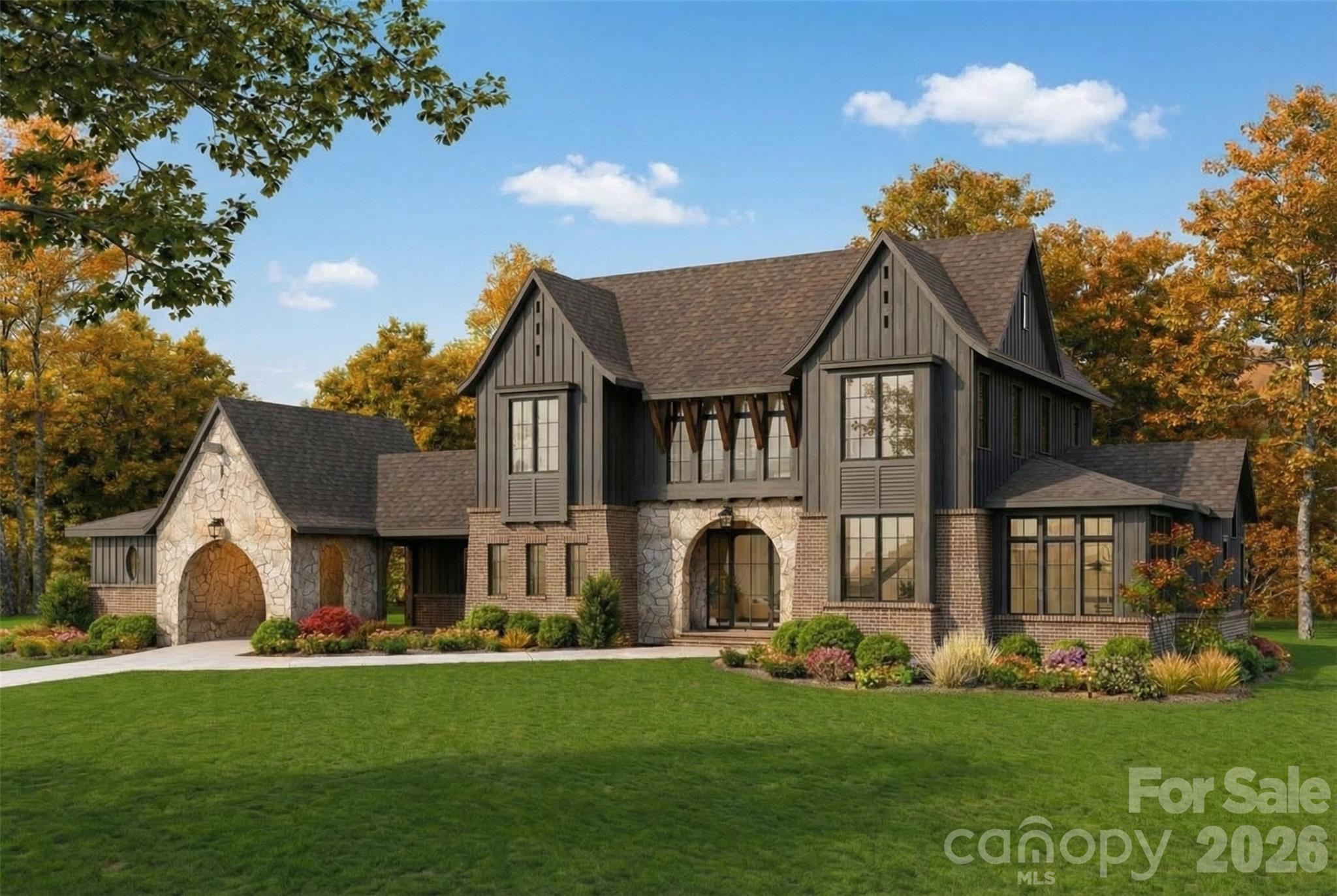 Proposed construction. To be built by Holliday Homes.

Some addresses just feel different. These Estates are a rare collection of three estate homesites, each exceeding two acres, tucked into the Davidson Rural Planning Area directly adjacent to the highly anticipated Summit Farms and just minutes from the heart of downtown Davidson. This is the kind of land that simply does not come available anymore, this close to everything that makes Davidson one of the most sought-after communities in the Carolinas.

Presented here is The Madeline—a breathtaking proposed plan designed by Frusterio Design and to be built  byDavidson-based custom builder focused on thoughtful craftsmanship and timeless design. Clad in a timeless brick and stone Tudor-inspired exterior, The Madeline makes an immediate impression: rich, warm, and built to last generations. But what makes this offering truly extraordinary is not just the home itself — it's the life the home and the land make possible.

On over two acres, the estate grounds are yours to design from the ground up. Dream of Sunday mornings on a covered porch overlooking your own resort-style pool. Imagine challenging your family to a match on a private pickleball or sport court before heading to dinner in downtown Davidson.. Picture a luxury garage or auto condo housing your collection alongside the three-car attached garage. Envision a pool house, a guest cottage, or simply the kind of open, manicured estate grounds that signal you've arrived somewhere special. Whatever you can envision, Holliday Homes is ready to build it.

Step inside The Madeline and the craftsmanship announces itself immediately. The Entry Foyer opens into a soaring Great Room (20'6" x 19'8") — the heart of the home — where gatherings large and small feel equally at home. The Gourmet Kitchen (14'0" x 22'1") is designed for the serious cook and the natural host alike, appointed with professional-grade finishes and flowing directly into the Family Dining space (13'10" x 16'4") for effortless everyday living. A dedicated Pantry, a Wet Bar, and a generous Drop Zone ensure the home functions as beautifully as it looks.

The main-level Owner's Suite (15'4" x 19'2") is a private sanctuary — a true retreat with a spa-caliber Master Bath and a walk-in closet that redefines the standard. From the bedroom, step directly through to the showpiece of the plan: a Screened Covered Porch spanning 30'2" x 18'5", complete with an Outdoor Grill area and sweeping views of the estate grounds. This is where Davidson evenings are made — quiet, unhurried, and entirely yours.

A private Main-Level Office (14'8" x 12'10") offers the work-from-home experience elevated to an art form. A dedicated Laundry Room, a Friends Entry Foyer with its own covered porch, and the oversized three-car garage round out a floor plan engineered for the way people actually live at this level.

The Madeline is a proposed plan — a beautiful and detailed starting point — but this a true custom build in every sense of the word. Buyers are warmly welcomed to modify the plan, expand it, or arrive with an entirely original vision. No two homes are alike, because no two families are alike.

And the location? There is simply nothing like it. You are minutes from downtown Davidson — from its award-winning restaurants, independent boutiques, Davidson College, and the small-town character that people drive hours to experience. Conveniently located near Summit Farms, the most talked-about new address in the region. And you have the breathing room of a true estate — the space, the privacy, the land — that this close to Davidson does not exist anywhere else.  Final price subject to final plans and specifications.