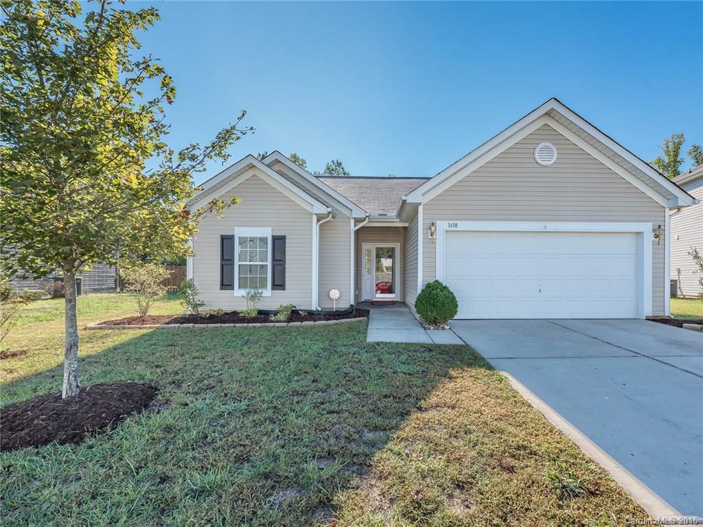 Nice 3 Bedroom, 2 Bathroom ranch in Holly Hills with attached 2-car garage! This home has an open layout, eat-in kitchen with tall cabinets for extra storage and a spacious laundry room. Split bedroom plan with large master bedroom and master closet. Nice yard and outdoor space that backs up to trees. Home has fresh paint and new carpet throughout. Great access to I-77!