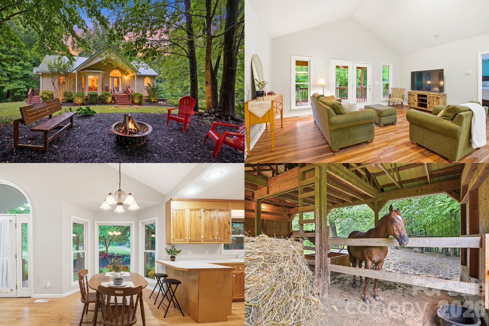 Priced below appraised value, this exceptional 5.87-acre retreat offers the perfect blend of privacy, functionality, and country charm. Tucked away at the end of a peaceful cul-de-sac with no HOA, this beautifully maintained 3-bedroom, 3-bath home is designed for those who want room to live, work, and play.

Inside, you'll find warm, inviting living spaces and a spacious finished walkout basement with a separate entrance - ideal for guests, multi-generational living, a home office, recreation room, or workshop.

Step outside and discover a property built for the lifestyle you've been dreaming of. The horse-ready barn features three stalls (possibility for 3 more), electricity, interior and exterior water, hay storage, loft space, and equipment bays. Fully fenced pastures, multiple outbuildings, established fencing, and a seasonal creek create endless opportunities for equestrian pursuits, hobby farming, gardening, outdoor projects, or simply enjoying wide-open spaces.

Relax with your morning coffee on the covered front porch or unwind on the covered rear porch while taking in peaceful views of your private acreage.

Located just minutes from Lake Norman, downtown Troutman, and I-77, this remarkable property offers the tranquility of country living with the convenience of nearby shopping, dining, and recreation.

Whether you envision horses, chickens, gardening, or simply enjoying wide-open spaces, this property is ready for your next adventure. Opportunities like this are incredibly rare, so come experience everything this one-of-a-kind property has to offer.