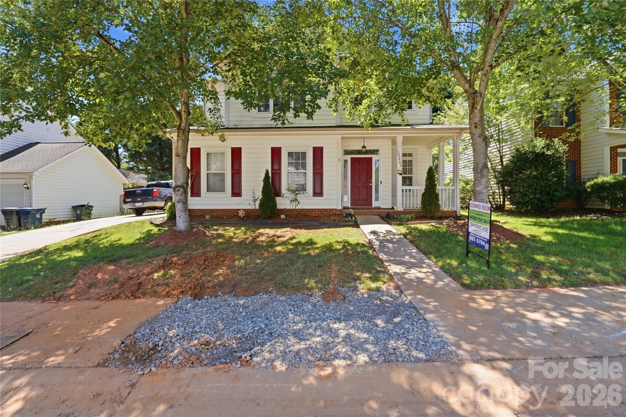 Welcome to this beautifully maintained 4-bedroom, 2.5-bath home located in the Stone Hollow community of Huntersville, NC. Situated on a spacious lot with exceptional curb appeal, this home features a charming covered front porch, side-load two-car garage, and extended driveway that offers both style and functionality.
Step inside to discover a bright, open-concept floor plan designed for comfortable everyday living and effortless entertaining. The spacious living and dining areas are connected by a stunning double-sided fireplace, creating a warm and inviting atmosphere throughout the main level.
The light-filled kitchen offers granite countertops, abundant cabinet storage, generous prep space, and included appliances — perfect for cooking, gathering, and hosting. This move-in-ready home has also been updated with new luxury vinyl plank (LVP) flooring throughout both the main and upper levels, combining modern style with durability and low-maintenance living.
Upstairs, you’ll find all four bedrooms, a full secondary bath, and a conveniently located laundry room. The oversized primary suite serves as a private retreat featuring dual closets and a spa-like en-suite bath complete with dual vanities, a soaking tub, and separate shower.
Step outside to your own private backyard oasis. The fully fenced yard is beautifully landscaped with mature fruit trees and lush greenery, creating the perfect setting for relaxing evenings, gardening, play, or entertaining guests.
A licensed professional plumber have done repairing the water leak located outside near the front yard flower bed.
