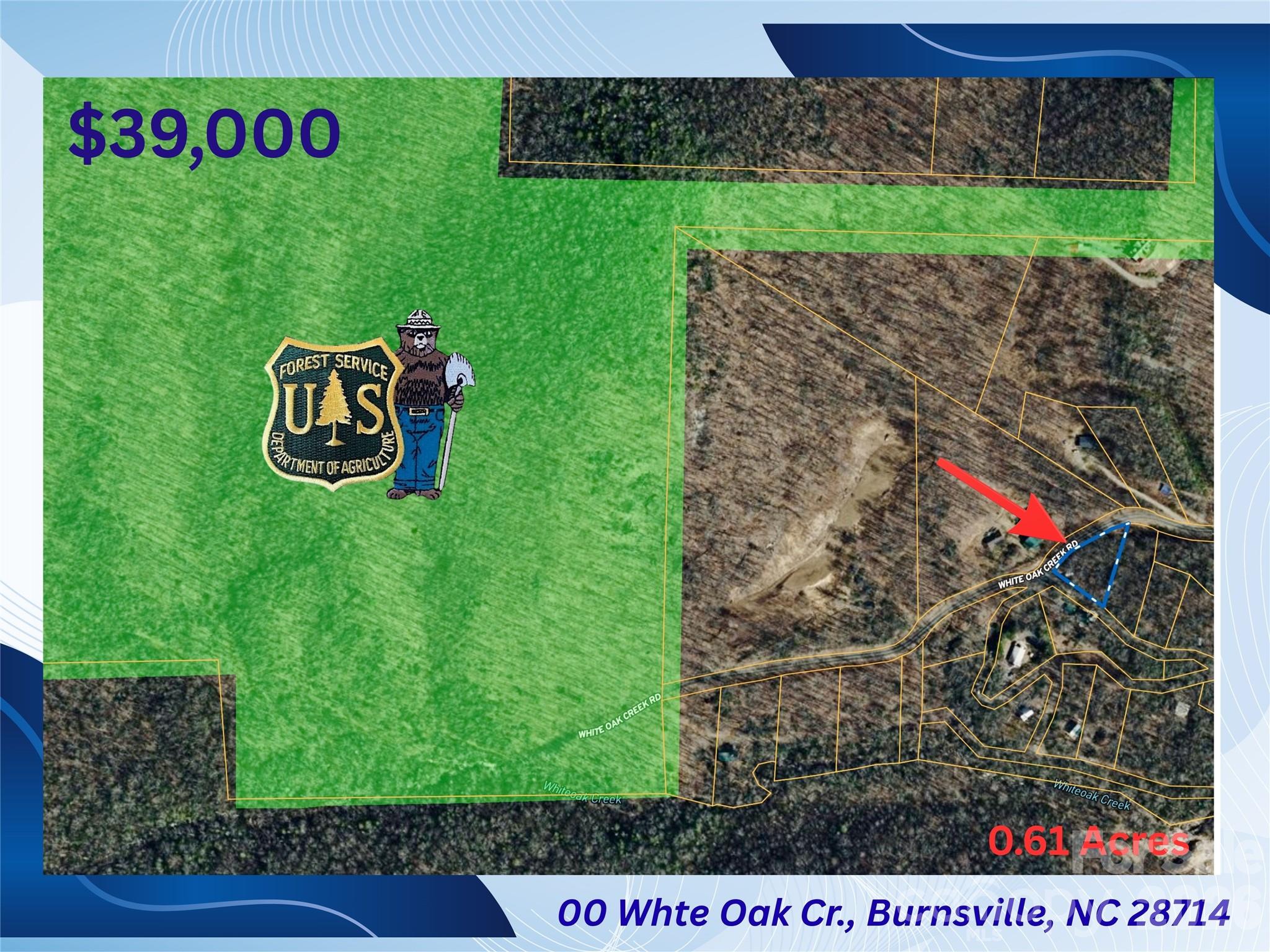 Community Water, Gentle terrain-easy build-easy access lot, paved road frontage; Your Private Gateway to the Wild Heart of the Blue Ridge – 0.61 Acres Near Mount Mitchell;  Imagine stepping out your door into pure mountain magic.  This rare 0.61-acre wooded lot sits in one of the most coveted wilderness areas of Western North Carolina, where the air is crisp, the views are endless. Surrounded by towering hardwoods and gentle topography at high elevation, the property offers the perfect canvas for your dream mountain cabin or forever home. Unparalleled Access to Adventure:  Just a short walk to the Pisgah National Forest.

0.22 miles to the trailhead leading to White Oak Creek Falls and miles of pristine backcountry adventure. Direct access to hike the legendary Black Mountain Crest Trail — one of the highest and most spectacular trails in the East; Hike all the way to the summit of Mount Mitchell, the highest peak east of the Mississippi

Nestled among quaint mountain cabins with mild restrictions that still give you freedom to build, this lot delivers the perfect balance of privacy and community. Wake up to birds singing and cool mountain breezes. Spend your days exploring waterfalls, ridgeline hikes, and the scenic beauty of the Blue Ridge Parkway — all while knowing you’re minutes from everyday conveniences.  Only 13 miles to charming downtown Burnsville And 12 miles to the  Blue Ridge Parkway and Little Switzerland’s shops, restaurants and old-time mountain vibe; The seller has cherished this land since 1988 and has decided it’s time to pass this special piece of the Blue Ridge on to its next steward. For nearly four decades, this property has quietly waited for someone who truly appreciates what it offers: a legacy of peace, adventure and natural beauty.  This is more than just land — it’s your invitation to craft a life surrounded by ancient mountains, rushing creeks and skies so clear you can see forever.  Don’t let this rare opportunity in the shadow of Mount Mitchell slip away. Serious buyers only. Schedule your private showing today and take the first step toward building your Blue Ridge dream.