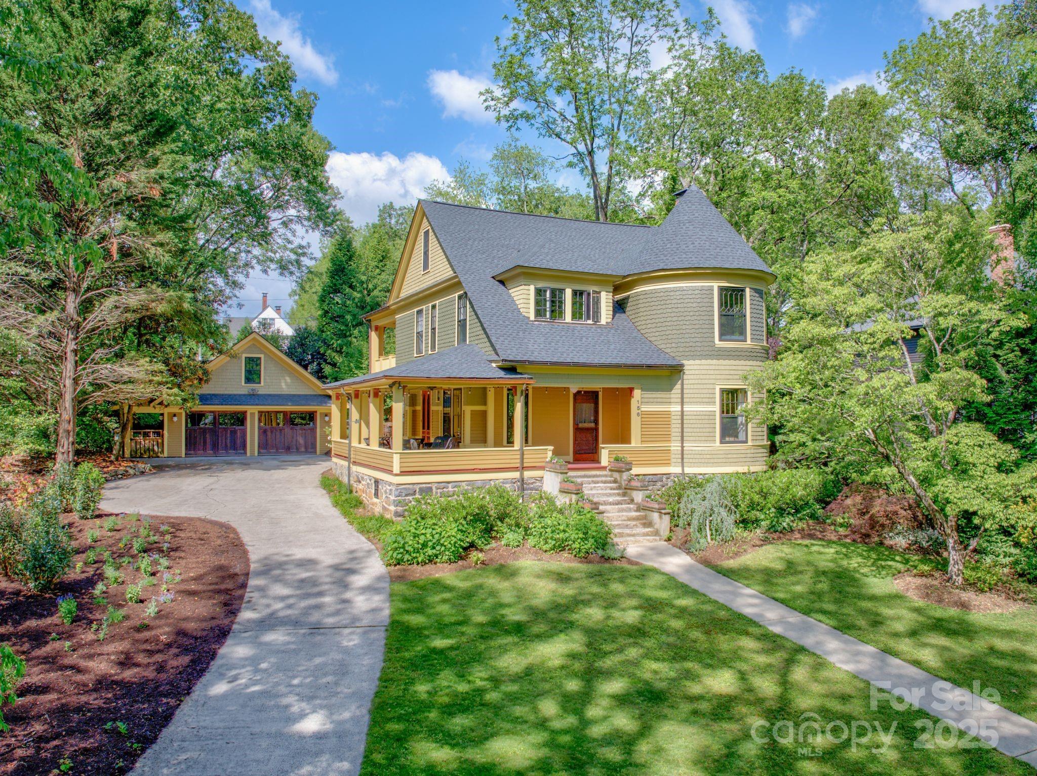 Discover a Griffin Award-winning Montford Victorian that includes both a garage AND duplex on a large lot in a very desirable location. This home is brimming w/ custom features and thoughtful improvements, reflecting the artistic and culinary talents of its owners. Step inside to find impeccable craftsmanship w/ built-ins, handcrafted details, and works by local artists, showcasing period-appropriate charm and meticulous attention to detail. Enjoy a spacious interior and exterior, featuring multiple covered porches, patios, and a balcony, perfect for relaxation and entertaining. A chef's kitchen that is just as lovely as it is functional, complete w/ a walk-in pantry. Garage offers a woodstove, loft and sink while the duplex (2 apartments) accessible via Cumberland Alley, provides rental opportunities. Quality mechanics and great storage. Unique spaces throughout. Walk to Downtown, Trader Joes, Whole Foods, the Greenway & NHBD restaurants. Don't miss the VIDEO OR ADDITIONAL INFO SHEET.