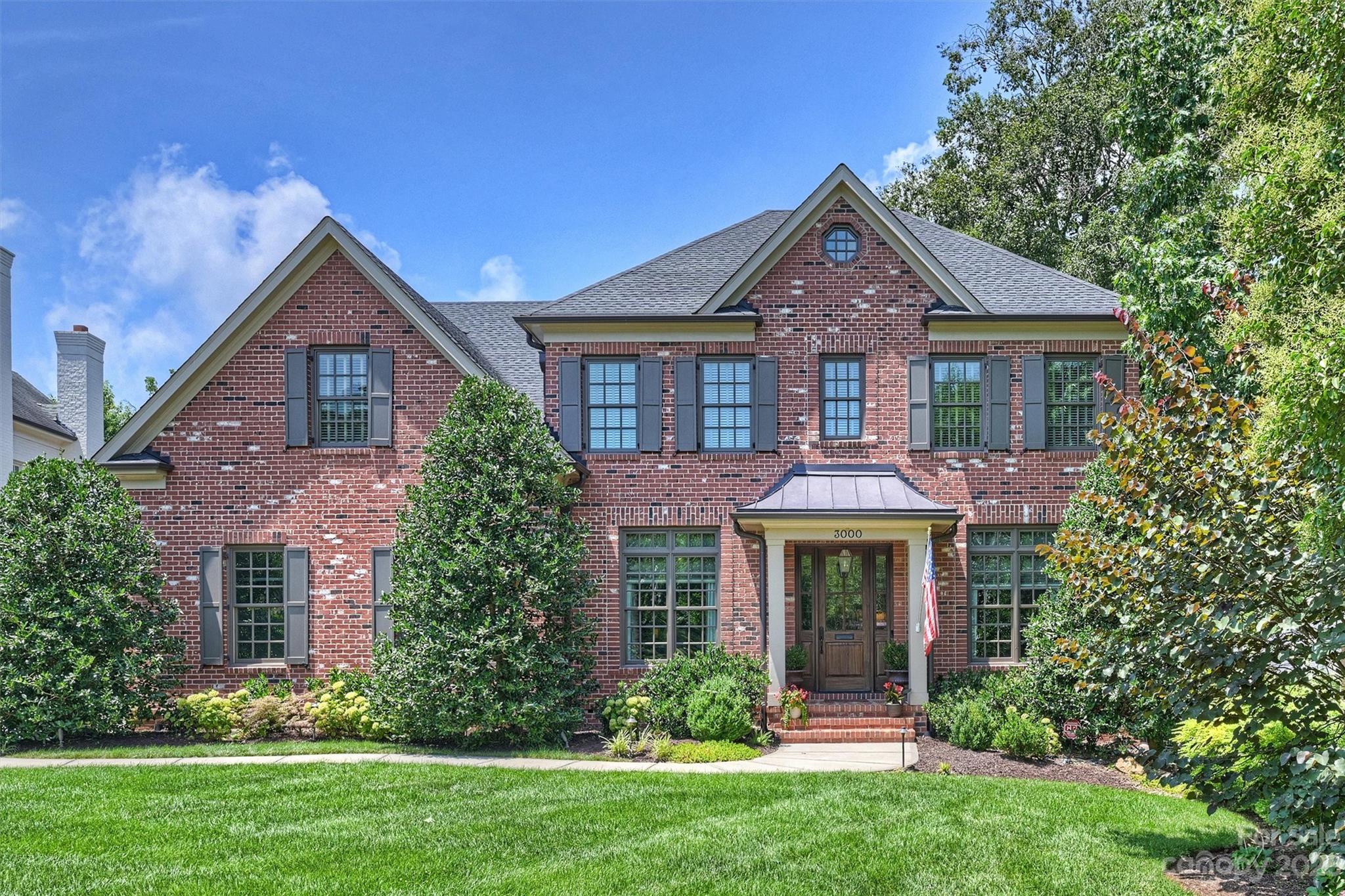 Stunning cul-de-sac home in Myers Park offers Charm & Elegance. Finer details abound from the inviting foyer to the open living space. Gourmet kitchen with stainless Thermador appliances, granite countertops, under ca. lighting, custom cabinetry, & an oversized island. The expansive living room w/coffered ceilings, built-in shelving, & a cast stone fireplace, w/ oversized windows offering light. Main level primary suite w/ two closets, bathroom w/ dual vanities & a step-in shower. Large secondary bedrooms w/ en-suite bathrooms. The home offers a dedicated study, office, theater/media room, two laundry rooms. 5th bedroom currently being used as theater/media room. Sliding doors lead to a private covered porch w/ blue stone tile, automatic phantom screens, radiant heat, Bev Cntr, & outdoor fireplace and an integrated Gas generator. Beautifully landscaped lot with In-ground irrigation system, , 3-car garage provides ample parking. Conveniently located in the heart of Myers Park.