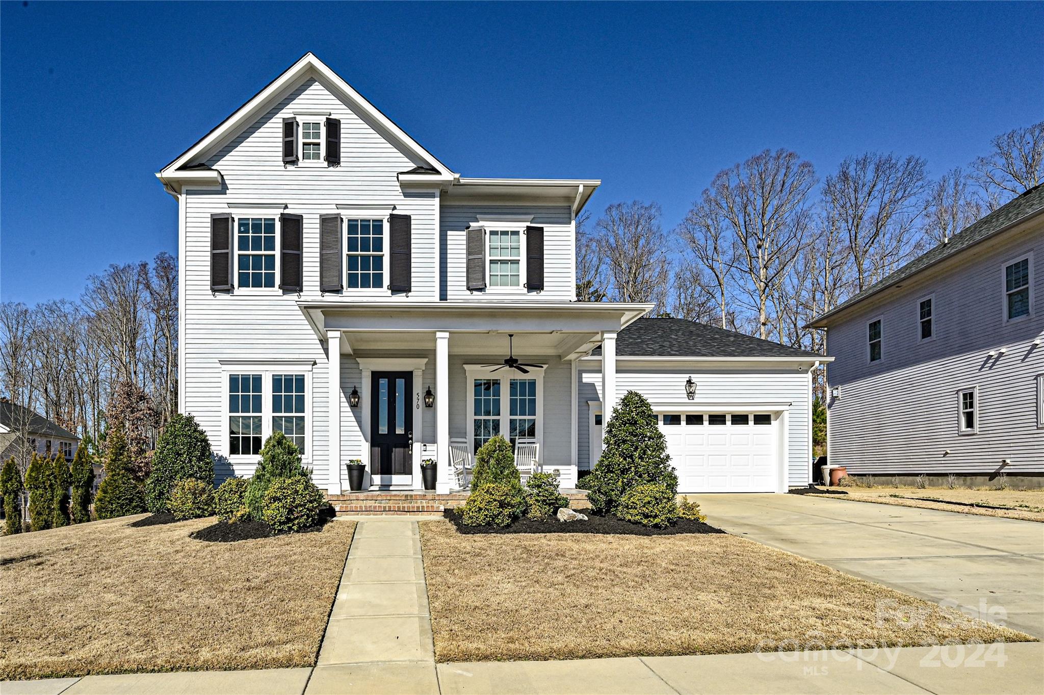 Welcome to this beautiful open floor plan with 3448 sf of living space. This home offers a perfect blend of comfort and sophistication. Step inside to discover a meticulously designed interior, a spacious foyer that sets the tone for the entire home. The beautiful kitchen boasts an oversized island, pantry, cooktop, dishwasher, microwave, and a refrigerator. A separate breakfast bar with beverage fridge is perfect for entertaining. On the main floor is a office/flex room with french doors for privacy. The primary bedroom suite is a retreat with a private bathroom and ample closet space. Three additional bedrooms and a bonus provides flexibility for a home office, gym, or guest rooms. The level fenced yard backs up to a hill with trees to offer added privacy. The sellers added a screen porch for enjoying outdoor living and is wired for a TV, "not remaining".  A playground and walking trails within the community. Residents can enjoy the pool and gym facilities.