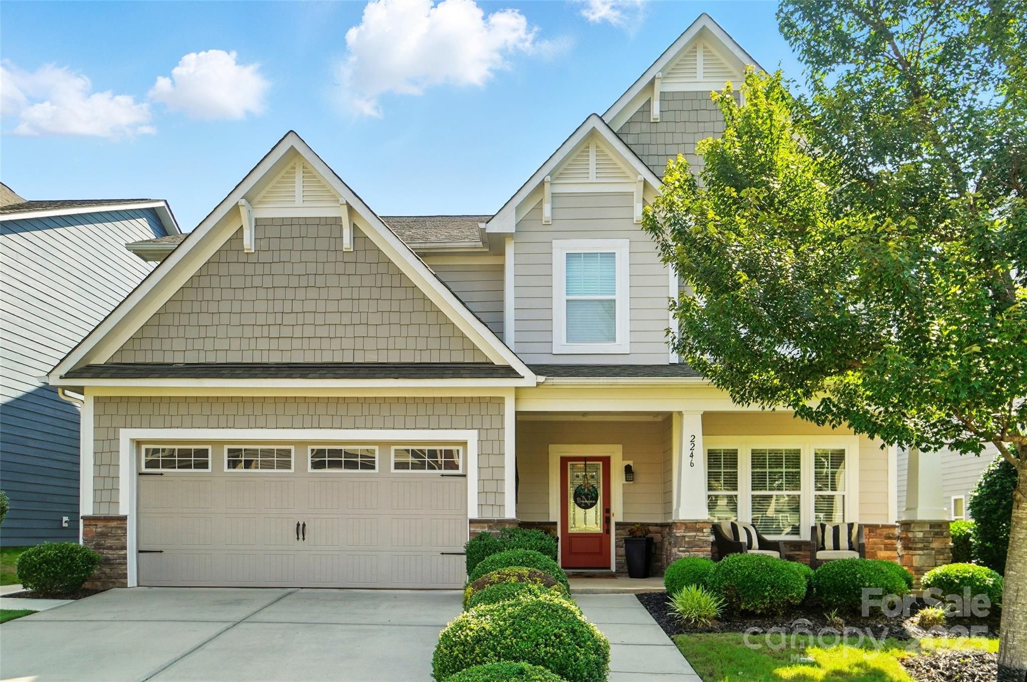 Welcome to 2246 Bluebell Way, a meticulously maintained gem in the sought-after Lake Ridge community of Tega Cay! This stunning 4-bedroom home offers an incredible open layout and a spacious loft perfect for a second living area, playroom, or home office. The heart of the home is a huge gourmet kitchen featuring a gas range, oversized island, built-in desk area, and an abundance of beautiful cabinetry which is ideal for both everyday living and entertaining. Enjoy serene views from your fenced backyard, which backs to a private wooded preserve, offering both beauty and tranquility. The garage is a dream with upgraded epoxy flooring, adding both style and function. Lake Ridge offers resort-style amenities to include a pool with waterslides, clubhouse, pickle ball courts, trails, and more. This home combines luxury, comfort, and convenience in one perfect package. Don’t miss your chance to own this incredible property in one of Tega Cay’s most desirable neighborhoods!