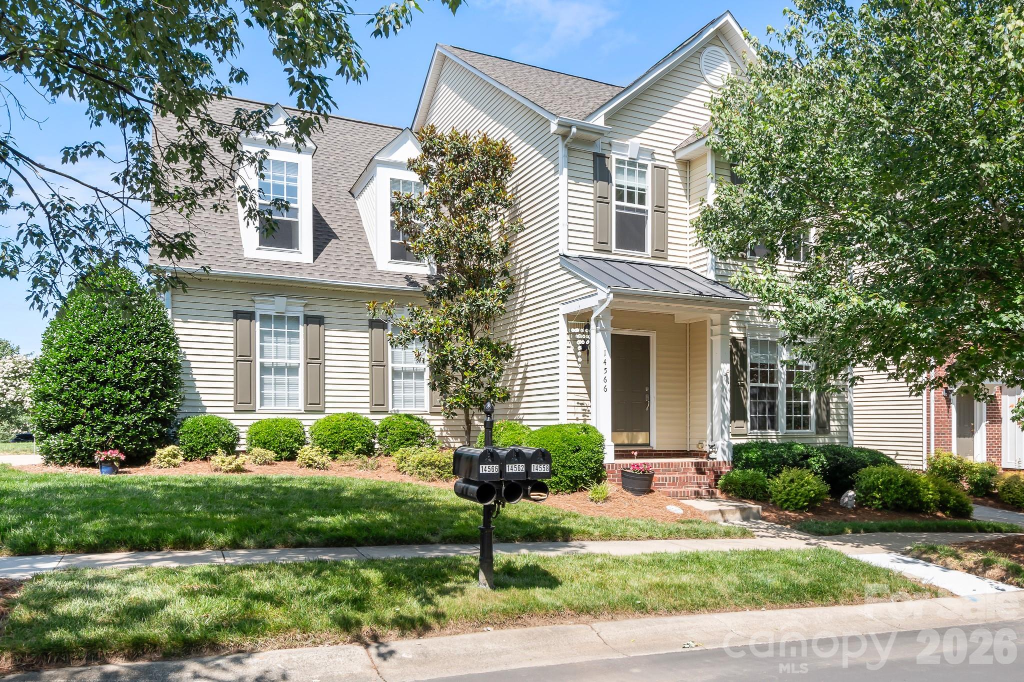 Welcome home to this beautifully remodeled end unit townhome in sought-after SKYBROOK!  Every detail has been thoughtfully updated, creating a fresh, modern feel throughout.  The impressive , renovated and reconfigured kitchen with built in refrigerator and under counter wine fridge ,opens into inviting spaces featuring new hardwood flooring, fresh paint and stylish finishes.  The adjoining great room with a soaring ceiling and a sophisticated fireplace finish the inviting, peaceful space to unwind.  Retreat to your gorgeous primary suite with a completely remodeled spa-inspired bath designed for elegance and relaxation continuing the sleek look throughout.   Two other bedrooms and main bath finish off the upper level .  Numerous additional improvements include a NEW roof in 2025, NEW A/C June 2026, NEW lighting fixtures, NEW hot water tank 2024, and more make this home truly turnkey.  Enjoy this easy lifestyle in a vibrant GOLF COURSE community with many other amenities while also being close to shopping, dining, schools, major highways and everything that Charlotte, Huntersville and Lake Norman area has to offer.  This is a beauty and dare i say "unique" with its yard, patio, privacy, end load garage and really does live privately like a single family.  ENJOY!!!