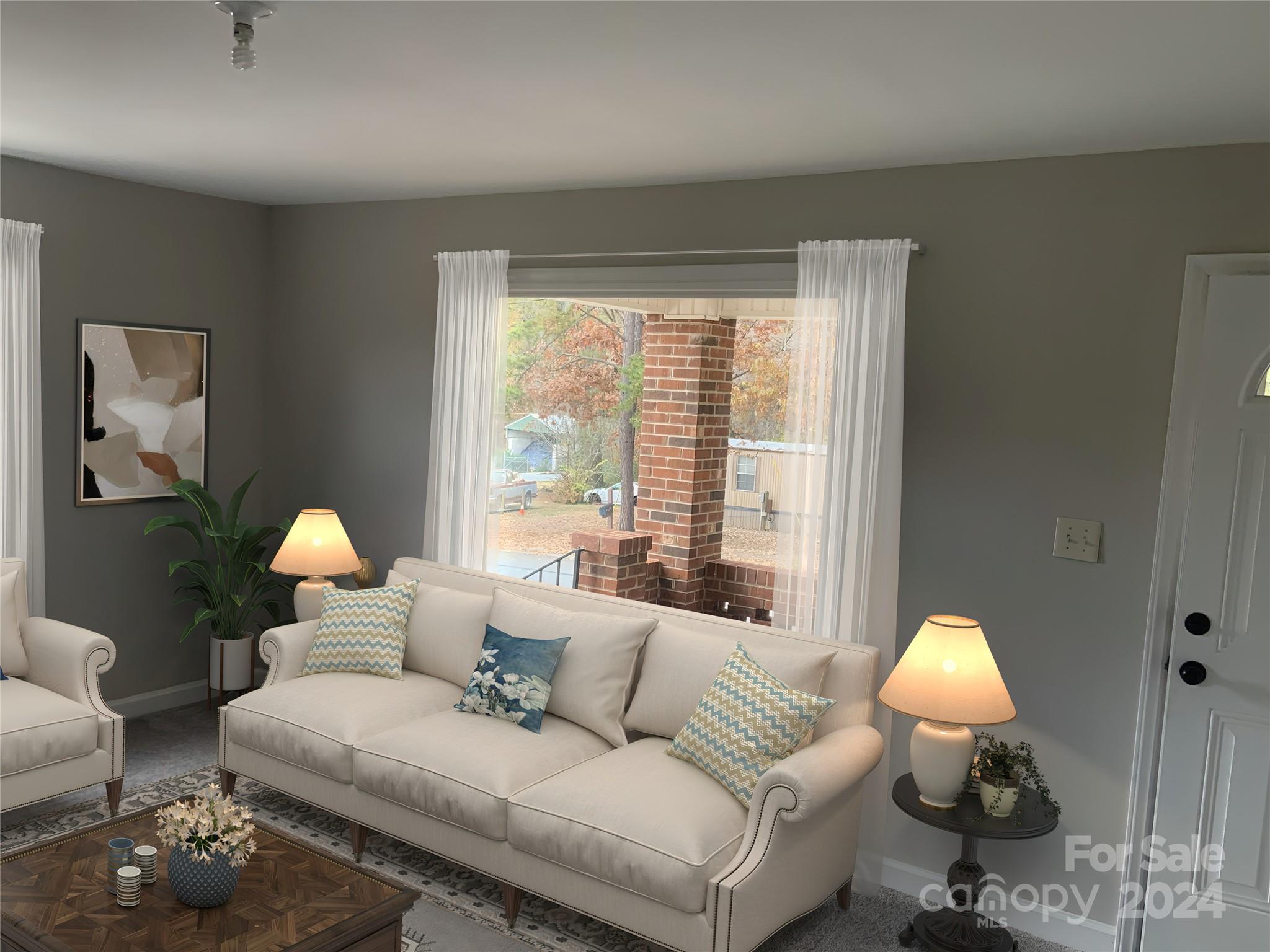 COME SEE & MAKE AN OFFER ON This very unique & cozy MOVE IN Ready 2BR/1BA All Brick home with appx 1400 sq.ft. of living space in Uptown Mooresville. Quiet street, NO HOA!! Close to interstate, hospital and shopping. Ready for your own personal touch & design!  Completely renovated with new flooring & carpet throughout. Fresh paint with neutral colors. Kitchen has new cabinets, new counter tops and new stainless-steel appliances. 2 Large bedrooms, Primary has attached Sitting Room or Office. Large Heated Laundry area that could be used as 2nd living space.  Insulated windows, new plumbing and new fixtures with new heating and air conditioning system. Newly insulated crawl space, new roof (architectural shingles). Lots of sunlight to brighten your home and huge yard space for entertaining. Please REMOVE Shoe Upon Entering! Virtual Staging