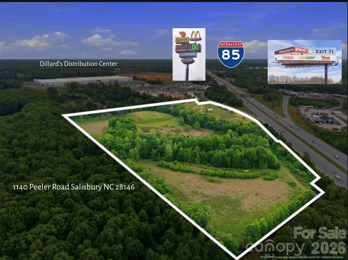 Prime development opportunity in the heart of Salisbury! Ideally located with excellent visibility and 1400 +/-road frontage along I-85, 1140 Peeler Road offers approximately 29+/- acres ready for its next chapter. This highly visible tract presents a rare opportunity for developers, investors, and visionaries seeking to create something truly exceptional in a rapidly growing corridor. Featuring gently rolling topography the property offers the perfect canvas for a wide variety of potential uses. Whether you envision commercial development, mixed-use opportunities, industrial potential, or a private investment venture, the possibilities are endless. Conveniently positioned with easy interstate access and outstanding exposure, this rare offering combines location, size, visibility, and opportunity all in one remarkable property. Bring your vision and ambition to life at 1140 Peeler Road, Salisbury, NC 28146. The future starts here.