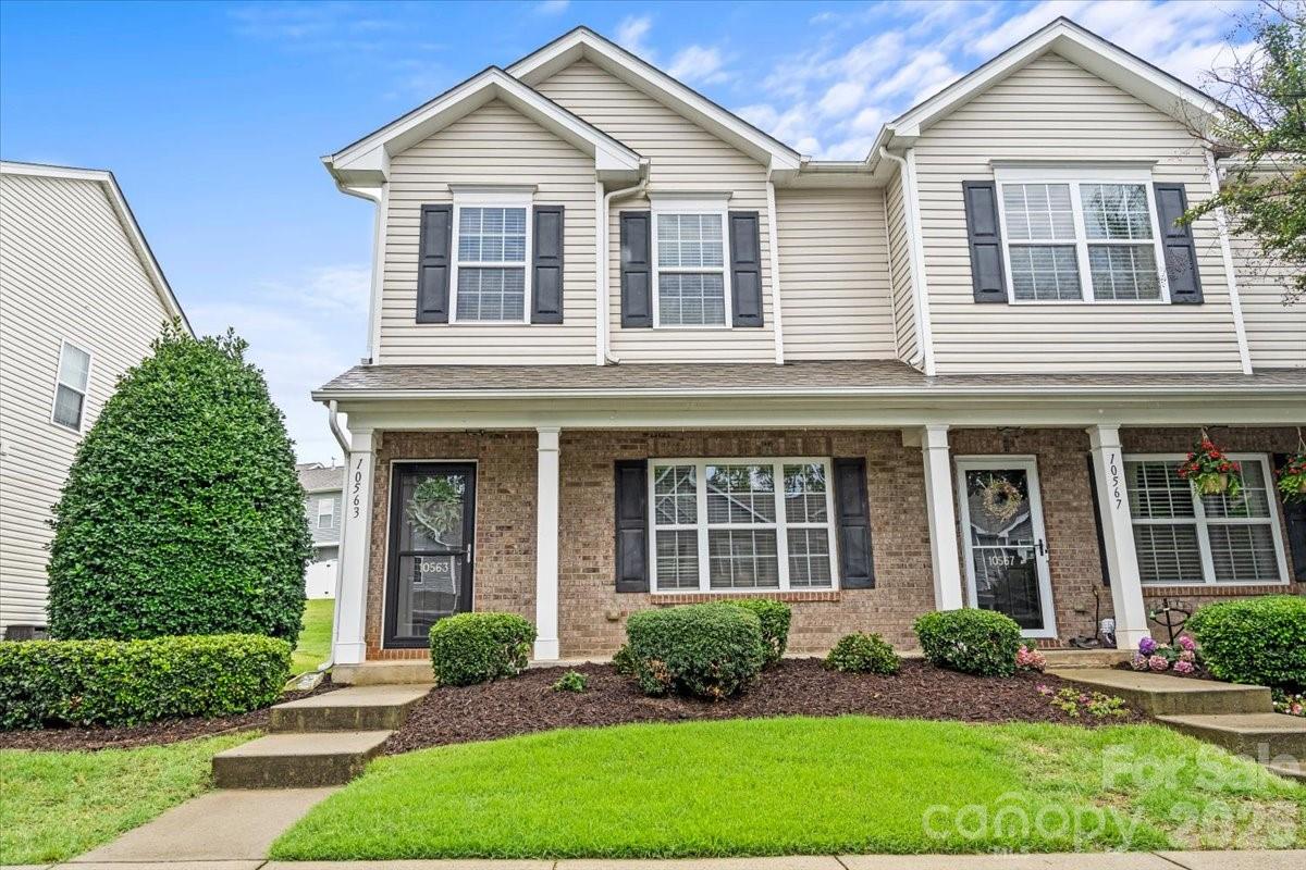 A rare opportunity to own an updated end-unit in one of Pineville's most desirable and convenient locations! Ideally located just minutes from Ballantyne, Carolina Place Mall, I-485, top dining, shopping, & entertainment, this move-in-ready home offers the perfect blend of convenience & low-maintenance living. The open floor plan features a spacious living area & an updated kitchen w/ granite countertops, tile backsplash, center island, & abundant cabinet space. A dedicated laundry room & powder room complete the main level. Upstairs, you'll find three bedrooms, including a spacious primary suite w/ vaulted ceilings & a large walk-in closet. Recent updates include a new roof (2025), water heater (2026), HVAC (2022), fresh interior paint (2026), updated lighting, & more! Enjoy relaxing on the extended rear patio w/ additional outdoor storage, assigned parking, community pool access, & direct access to the greenway.