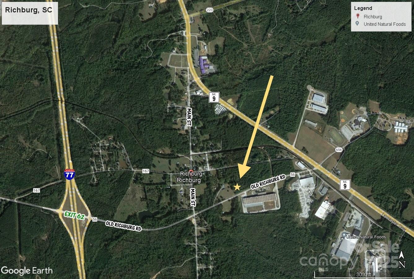 ±8 acres with ±263 feet of frontage along Old Richburg Road located within the Town Limits of Richburg.  ±1 mile from I-77 (Exit 62).  Close to Lancaster Highway (SC 9), Lewisville Elementary and Lewisville High School.  This property is part of Chester County Tax Map #204-01-02-053-000 and will require a survey, plat approval & new tax map number from the Town of Richburg.  Appropriate use would be light-medium industrial, warehouse, light commercial, office, storage, multi-family, medical, government, etc.  ±600 feet rear frontage along East Lancaster Street.