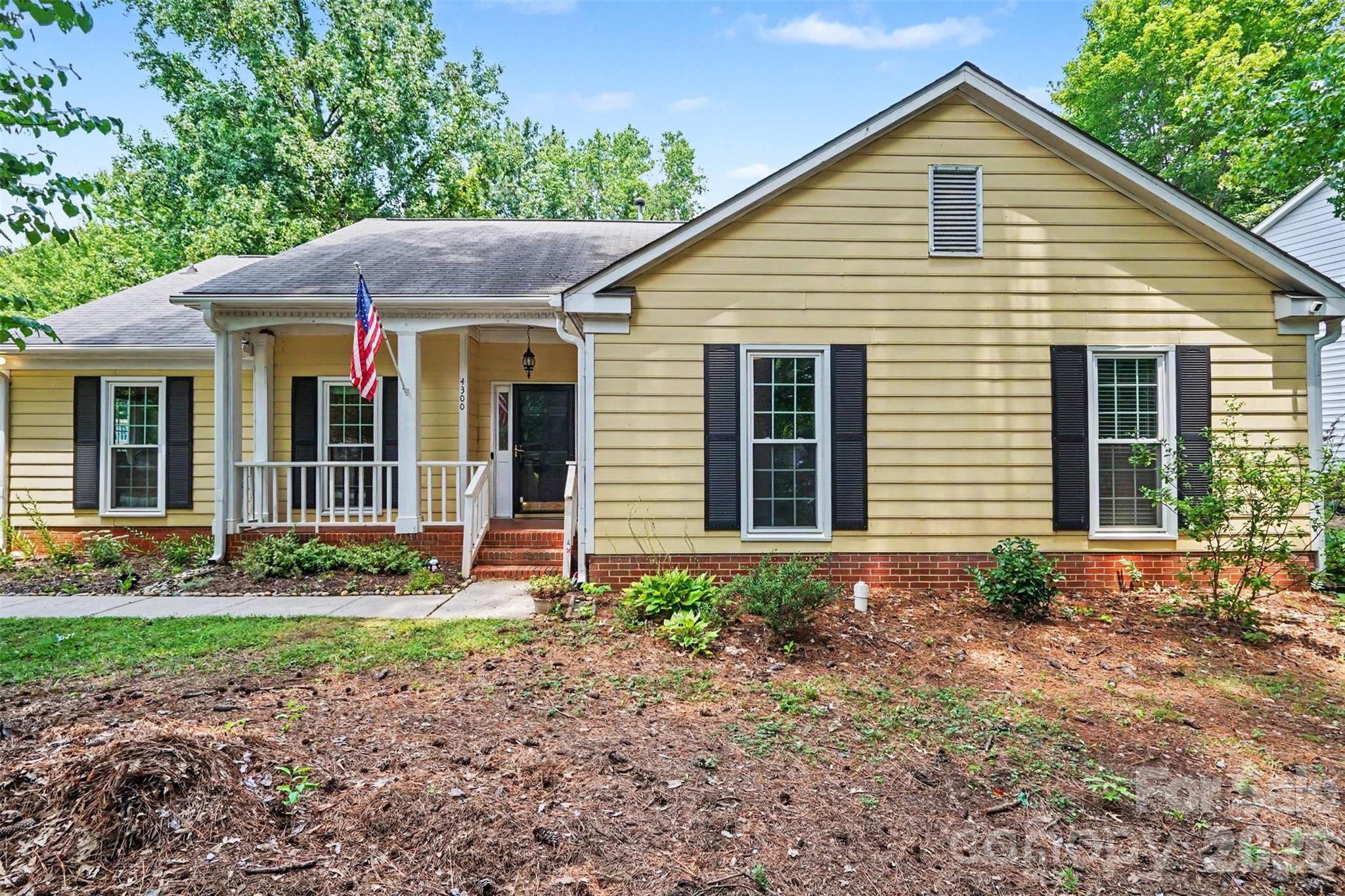 Check out this 4-bedroom ranch in desirable Wellington! Spacious Great Room with cozy gas fireplace and vaulted ceilings. Enjoy relaxing on the screened rear porch overlooking the fenced backyard with mature trees. Both full baths feature tile floors and tile-surround tub/showers. Recent updates include new HVAC (2022), water heater (2023), 13K Leaf Guard gutter system (2023), professionally cleaned ductwork (2026) and UV light added to HVAC system for improved air quality. Community amenities include pool, tennis courts, playground, recreation areas and Greenway access nearby. Convenient location near I-85 and I-485, and approximately 10 minutes to Northlake Mall, UNCC, and Latta Nature Preserve. Schedule a showing today!