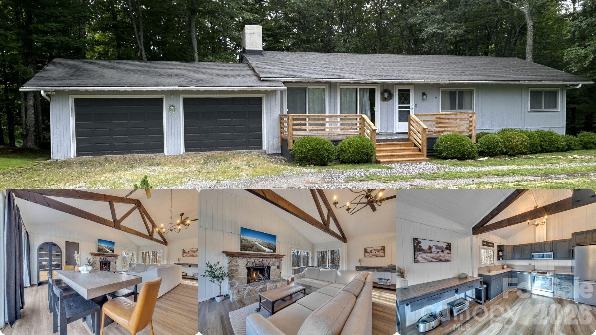 One-level living on a rare level lot in Beech Mountain! This charming ranch-style home offers the convenience of main-level living with three bedrooms, two bathrooms, and an open-concept kitchen, dining, and living area perfect for gathering with family and friends. The attached two-car garage provides ample storage and easy access to the home—just two steps from the garage and you're inside, protected from those cold, snowy mountain days. Need additional space? A spiral staircase leads to the lower level, featuring a second living area, a full bathroom, and a spacious bedroom. The lower level also offers the option for a second washer and dryer hookup, creating excellent flexibility for guests, multi-generational living, or rental potential. We've thoughtfully updated and cared for this home while preserving some of its original 1970s character and charm. The result is a warm, inviting mountain retreat that blends modern comfort with timeless appeal. Conveniently located just seven minutes from both the ski resort and Beech Mountain Club, this home sits in one of the mountain's most desirable neighborhoods. Whether you're looking for a full-time residence, vacation getaway, or investment property, this Beech Mountain gem is ready to welcome you home. This home is owned by the listing agent.