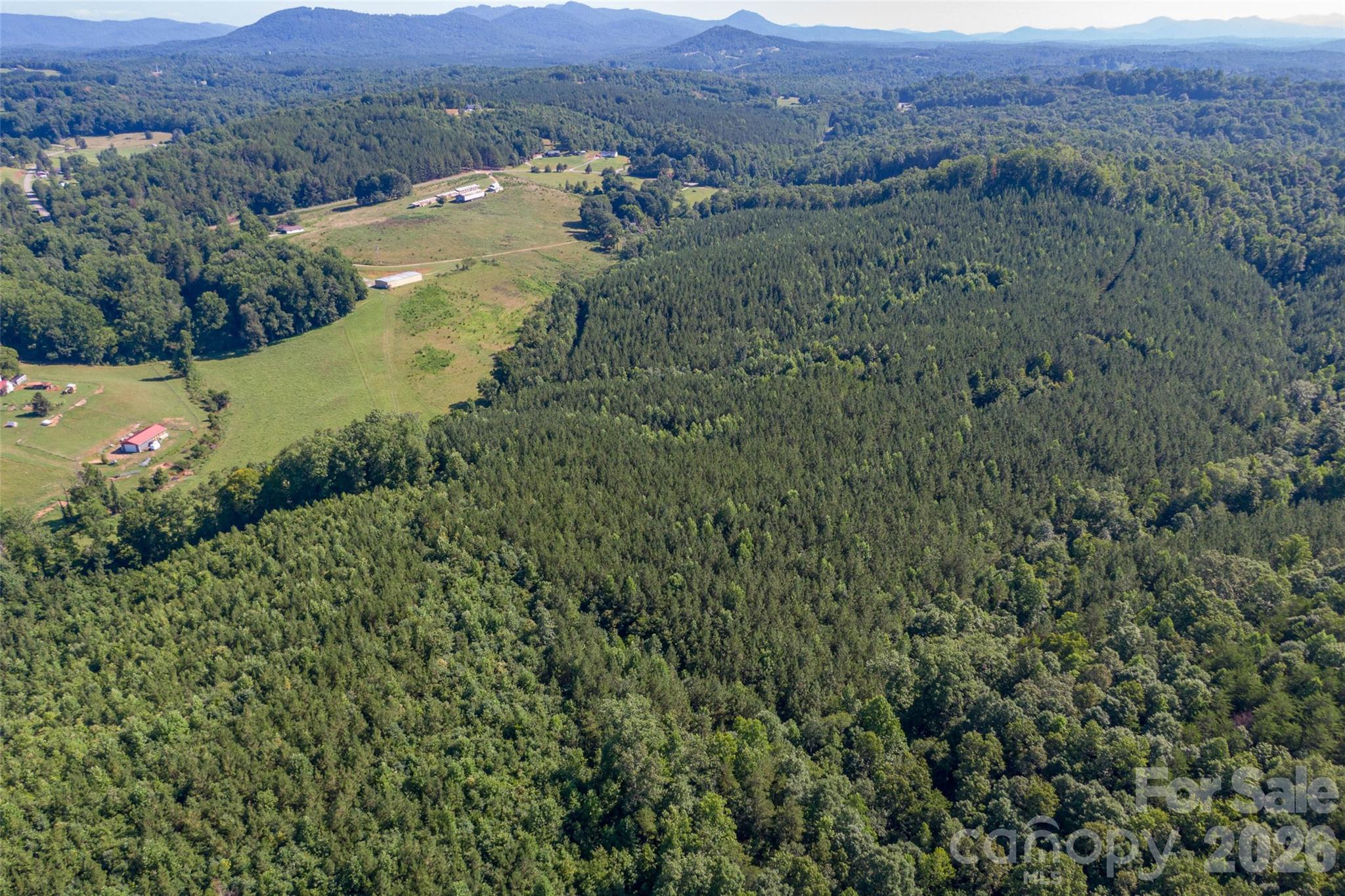 Nestled in the foothills of Rutherfordton, North Carolina, this land on Pleasant Grove Road offers approximately 83 acres of unrestricted opportunity—an exceptional canvas for your vision. The land is rich in natural beauty, featuring a clear, meandering creek that brings life and tranquility as it winds through the property. Beyond the creek, a wooded hillside rises gently, where selective clearing could reveal inspiring mountain views and create a dramatic setting for a dream home, event space, or private retreat.

This farm is overflowing with potential for agricultural, recreational, or entrepreneurial pursuits. A substantial 40x100 (approx. 4,000 sq. ft.) workshop—complete with an office, three-phase power, and an air compressor that conveys—stands ready to support a wide range of uses. Several barns, sheds, and three 24x110 former poultry houses offer flexible infrastructure for farming, storage, or repurposing into new ventures. The property also includes a cattle barn, and while the farm buildings will need some repairs, they can be restored or cleared to suit your plans. The pasture is currently used for cattle, but livestock will be removed prior to closing.

Previously operated as both a poultry farm and a working cattle farm, this land holds the foundation for a productive agricultural operation or a private legacy estate. Its blend of natural features and practical assets makes it a rare investment—one that can nurture dreams, growth, and new beginnings for years to come.

3 acres and the home (621 Pleasant Grove Rd) will be surveyed out of the parent tract unless the buyer would like to purchase for an additional $100,000. The remaining portion of the property will be approximately 83 acres as described in this listing.