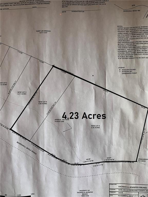 Lots 4-5 sold together. Beautiful 4.23 acre property with road frontage and Buffalo Creek running along rear of property.  Has been surveyed and perked for a 3 Bedroom home. 30 Minutes to CLT airport and 45 minutes to Uptown Charlotte.