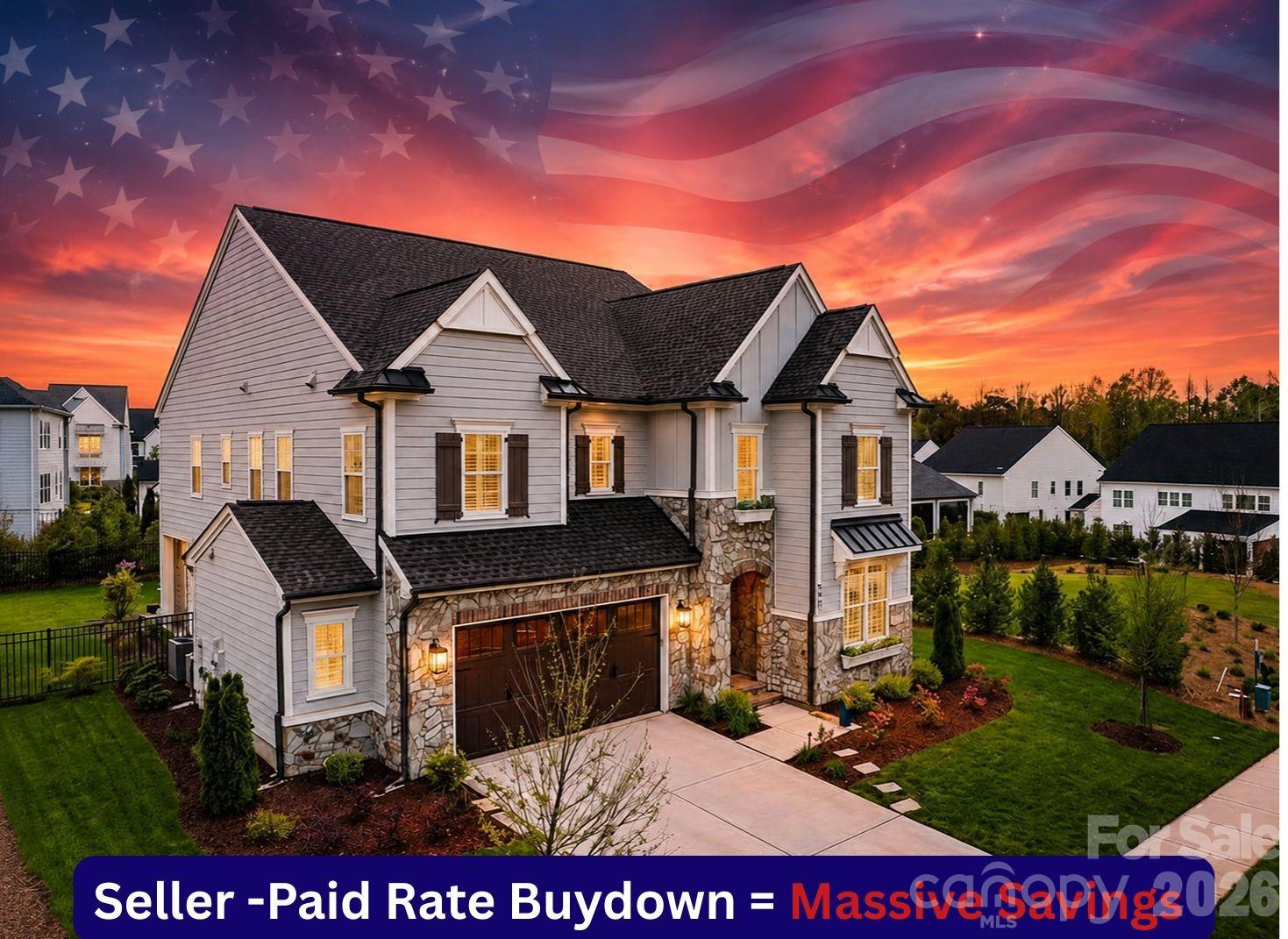 NEW PRICE & HUGE FINANCING INCENTIVE! Relocating or touring homes over the holiday? Don't miss this rare opportunity to secure a mortgage rate in the 4s with a Seller-Paid Temporary Buydown! Enjoy massive monthly savings and skip the wait of new construction with this spectacular, Newly built 2024 Classica Signature Collection home in Fort Mill's highly sought-after Arden Mill.

From the moment you step inside, you'll notice elevated craftsmanship and designer-selected finishes. Offering over 3,700 sq. ft. of beautifully curated living space, this home features 4 spacious bedrooms, 4 full baths, and a dedicated first-floor office with park views. Wide-plank hardwood floors, plantation shutters, motorized blinds, curated lighting, and upgraded fixtures create a sophisticated, cohesive feel.

The expansive open-concept great room flows seamlessly into a chef-inspired kitchen featuring quartz countertops, an oversized island, and upgraded cabinetry. A main-level guest suite offers incredible flexibility for visiting family or multigenerational living. Upstairs, the primary suite is a true sanctuary with a spa-inspired bath and a custom boutique-style walk-in closet, accompanied by generous secondary bedrooms and flex spaces.

Outdoor living is equally impressive with a covered patio and a fenced, tree-lined backyard in a rare park-side setting. Enjoy all the benefits of a brand-new 2024 luxury build without the uncertainty or added expense of building from scratch. Located close to award-winning Fort Mill schools, Kingsley, Ballantyne, and downtown Fort Mill.

This holiday weekend is the perfect time to make your move—claim your SELLER PAID BUY DOWN BY 7/15, rate in the 4s for qualified buyers and this stunning move-in-ready home before it's gone!
