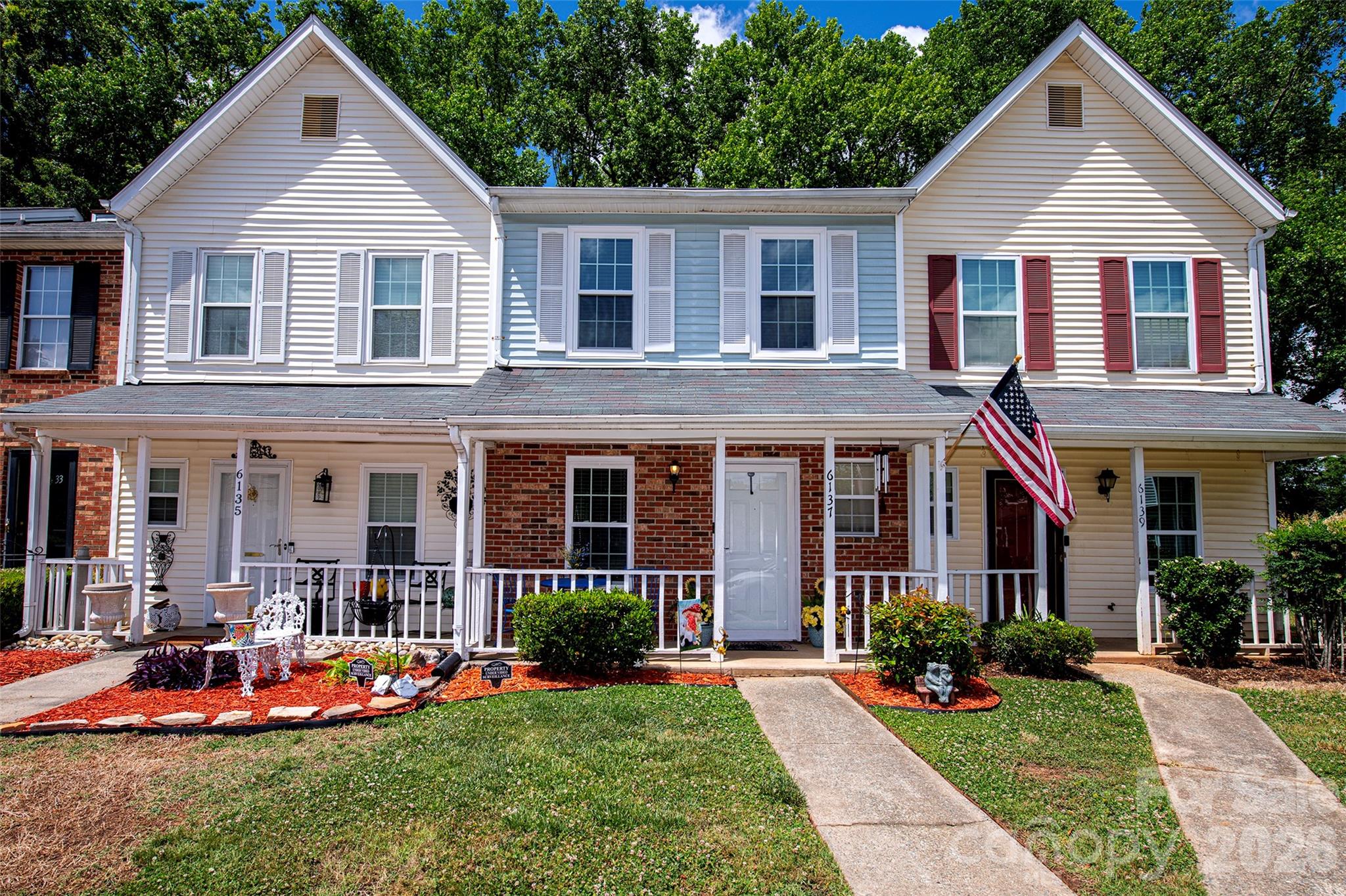 Completely updated townhouse located in a quaint community on Charlotte's east side and close to shopping, dining and more.  Step inside and view your new kitchen with white cabinets, granite counters and stainless steel appliances.  New flooring throughout both levels and all bathrooms have men's height cabinetry and granite counter tops.  Both bedrooms have vaulted ceilings and a private bath room. Complete renovation includes new windows, patio door, light fixtures, outlets and hardware. Exterior features include a full front porch with brick accent.  Step out on to the deck and check out a large open backyard space with an even larger open space perfect for soccer, baseball or whatever outdoor activities you desire.  After outdoor fun you can take a dip in the community pool.  Other updates include: New windows and patio door 20205, water heater 2023, electric panel 2021 and HVAC 2018.  For new buyer savings and convenance all appliances will convey included refrigerator, washer and dryer. Amazing unit with so much to offer at a 200K price point. Back on market at no fault of the Seller.  Transaction never made it past contract and there no inspections of any kind.