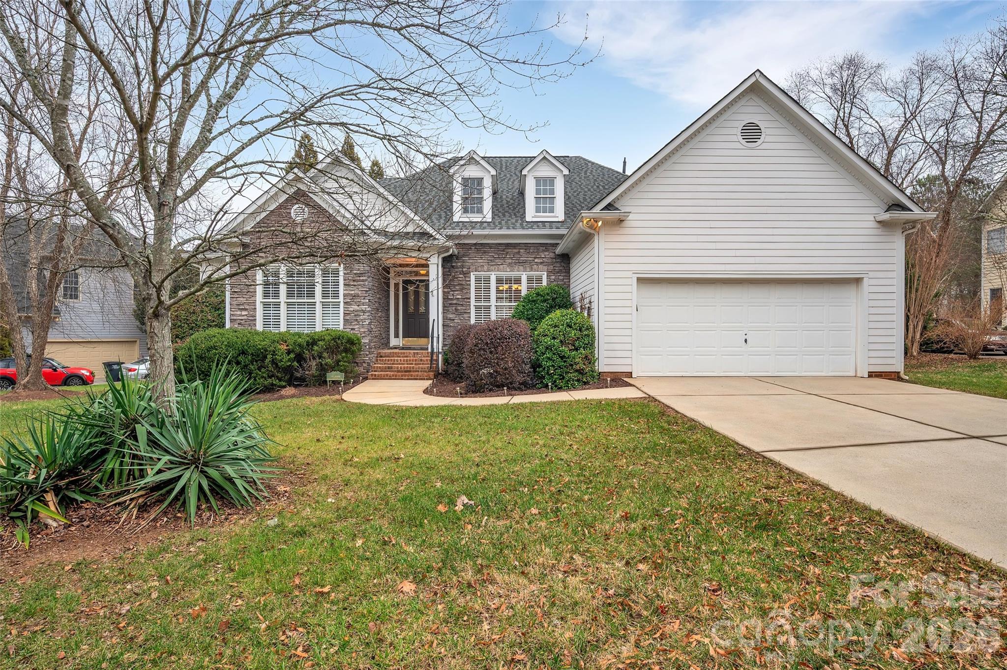 SC RANCH home on the Tega Cay peninsula in Lakeshore! NO HOA! 4 Bedrooms, 3 full baths on a flat, corner lot.  Split floor plan with primary bedroom on one side and bedrooms 2,3 & 4 plus 2 full baths on the other. Bedrooms 2 & 3 have Jack N Jill bathroom with dual sink vanity & separate shower/water closet. Main floor also includes: Office with French doors, Great Room with gas fireplace, Formal Dining Room, Kitchen, Breakfast/dining area overlooking the woods & Laundry room including washer & dryer.  Kitchen has granite countertops, tile backsplash & wood flooring.  Appliances include gas cooktop, wall oven & microwave, refrigerator. Plantation Shutters, Gas furnaces 2014 and Dec 2024, Roof 2023. Backyard Deck overlooking wooded area. Walk to the Tega Cay Beach & Swim Club or sandy beach picnic area on Lake Wylie. Tega Cay is a recreational city on the shores of Lake Wylie in South Carolina, just over the NC/SC state line from Charlotte, NC.  Enjoy the walking trails, tennis and pickleball courts, bike trails, Tega Cay Golf Course, Tega Cay Marina, boat ramps, waterfront beaches & parks, sport fields, sport leagues, various community clubs & more! Fort Mill Schools District.  Please verify with FMSD for current school assignments, due to freeze at GHMS reassigned to BTMS.