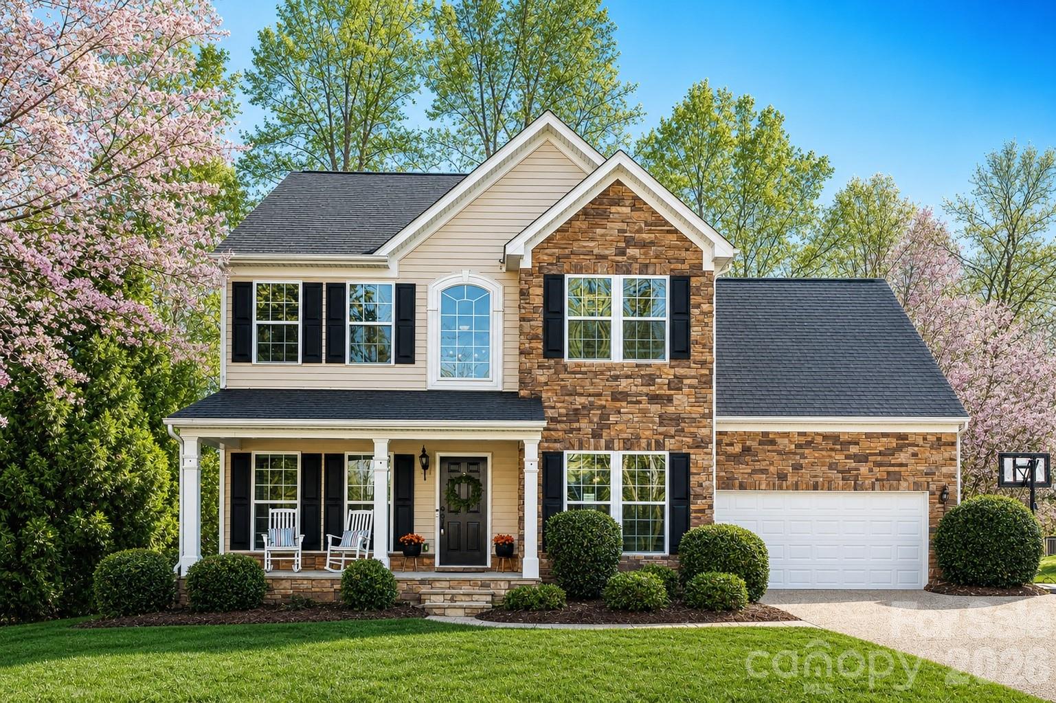 Welcome to the perfect blend of space, comfort and convenience in this beautifully appointed home.  Top school district, affordable taxes, tucked in quiet cul-de-sac with seasonal water view of Lake Wylie.  This property delivers both privacy and proximity to everything you need.  Step inside to a warm and inviting entry where main floor offers an office with french doors, dining room perfect for hosting. A cozy living room centered with a stacked stone that is open to the kitchen, just in time for the holidays!  A bright & sunny flex space/sunroom offers endless possibilities - playroom, gym, etc.  The spacious kitchen opens seamlessly to all, making everyday living and entertaining effortless.  Upstairs you'll find large secondary bedrooms and a generous primary suite.  The 3rd floor bedroom/bonus provides even more flexibility - ideal for teens, media room, guests or private retreat. Graves Plumbing has been contracted to install a 3rd floor bonus room bathroom with buyer allowance for selections with acceptable offer; Making this home a 5 bedroom 3.5 bathroom! Outside, enjoy a private backyard with a water view of Lake Wylie - all in a desirable cul-de-sac setting.  Community offers lake access for your personal watercraft, picnic area and playground.