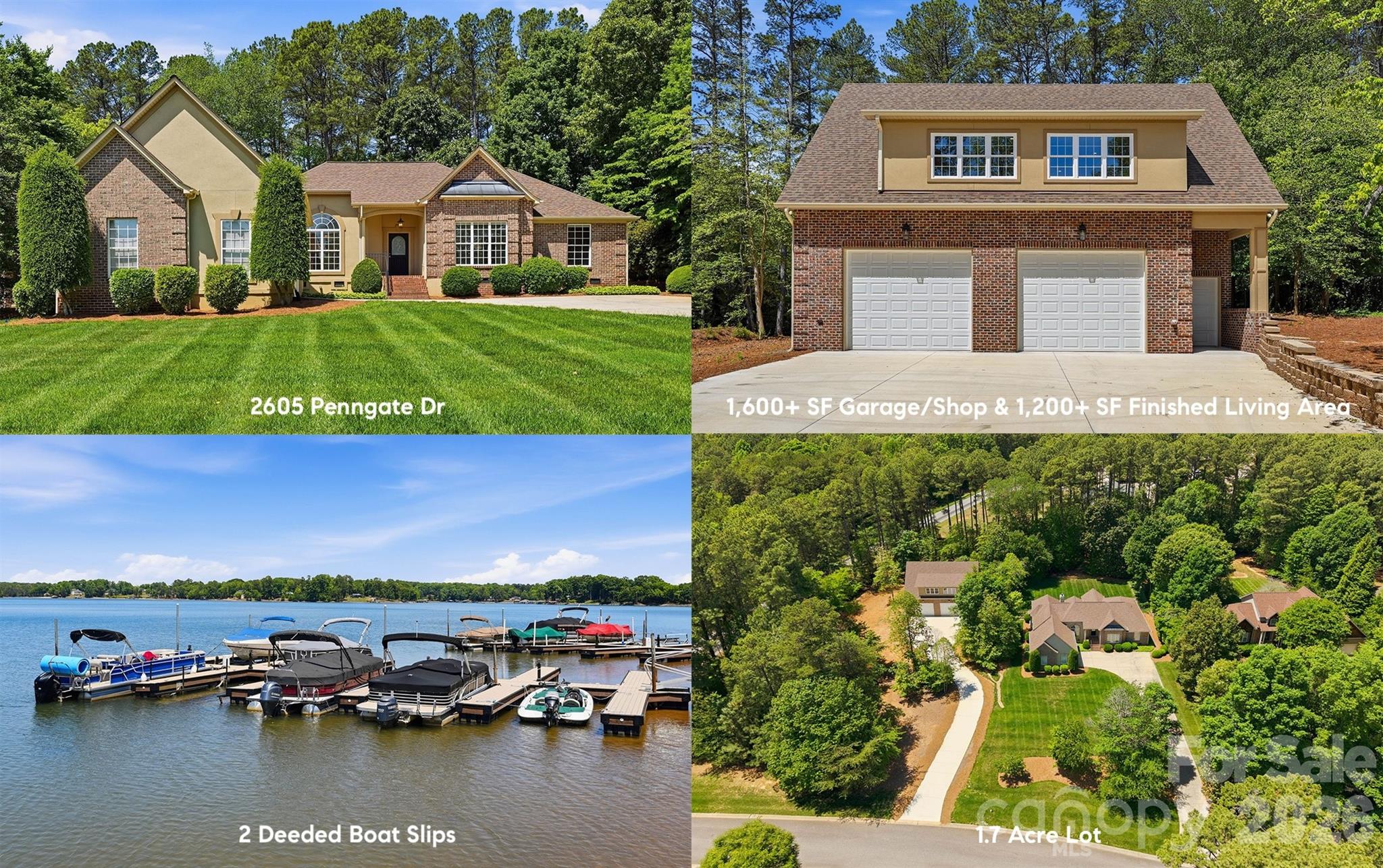 Beautifully Updated Ranch Home /  1.7 Private Acres (double lots) / 2 Deeded Boat Slips on Lake Norman / Newly Built Heated & Cooled Workshop (1,600 SF of Shop Space +  1,266 SF of Finished Flex Space Above). Inside the home, a thoughtfully renovated kitchen blends timeless style with modern function, featuring matte quartz countertops, premium stainless steel appliances, and an inviting layout that flows seamlessly into the breakfast area and keeping room. Multiple gathering spaces throughout the home include a light filled yet cozy living room, formal dining room, and spacious indoor and outdoor areas designed for both entertaining and everyday living.
The primary suite offers a peaceful retreat with a beautifully updated en suite bathroom highlighted by a stunning clawfoot tub. Outdoors, the sprawling brick patio, screened porch, and expansive fenced yard create the perfect setting to enjoy the property’s privacy and space.
Built in 2025 and never used, the detached workshop is a standout feature rarely found in the area. Designed with flexibility in mind, it includes radiant heated floors, soaring 13ft ceilings, two 10ft drive in doors, and a reinforced concrete floor with areas prepped for an automobile lift. The finished upper level offers incredible versatility with a large open recreation or lounge space, private room with full bath, and plumbing stubbed for a future kitchenette, making it ideal for guests, a home office, gym, studio, or hobby space.