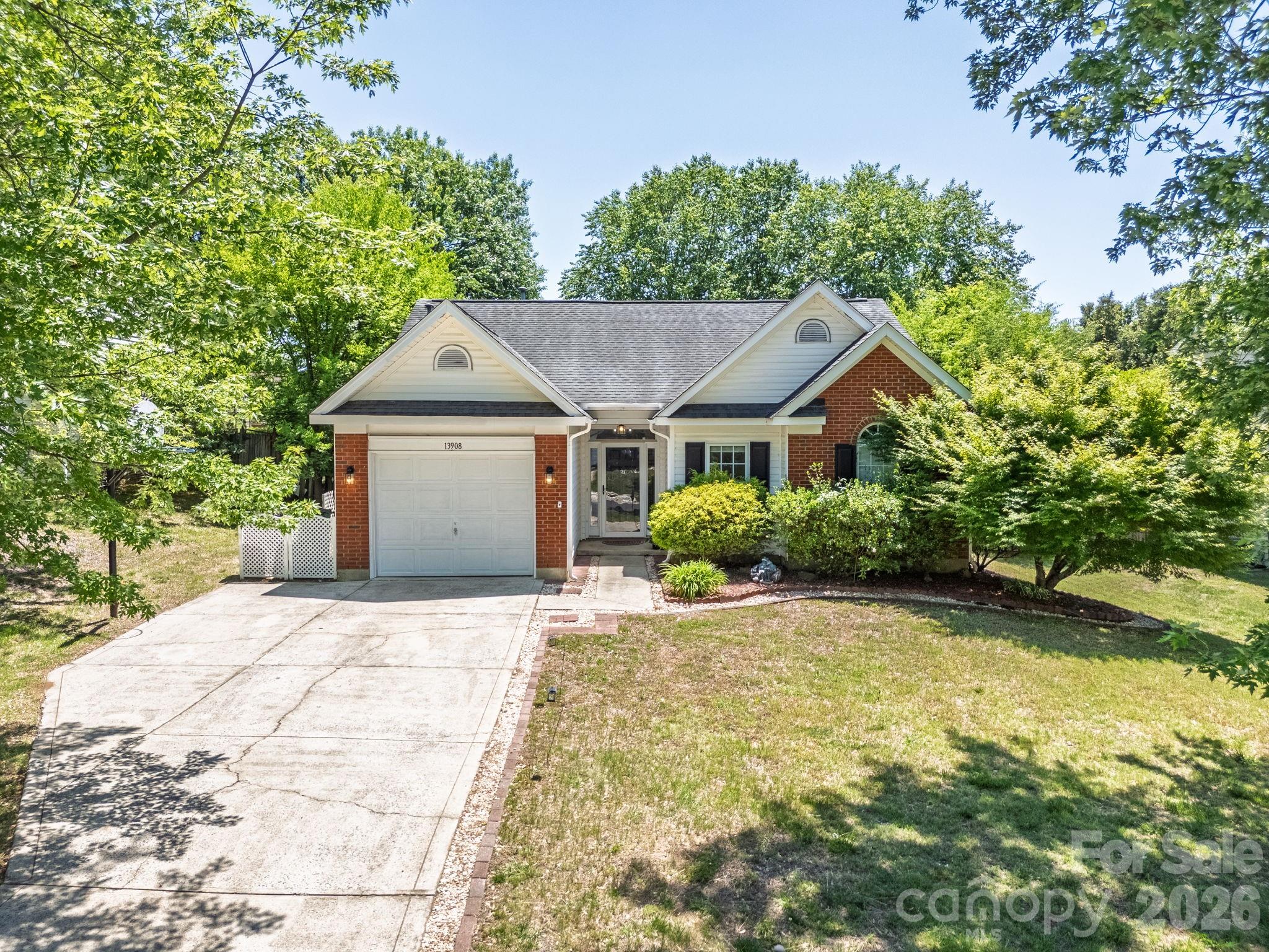 Welcome home to this charming ranch-style home in the desirable Griers Fork community! This well-maintained 3 bedroom, 2 bathroom home features an open floor plan with high ceilings, spacious living area with fireplace, and a split-bedroom layout for added privacy. The kitchen offers solid surface countertops, stainless steel appliances, and a bright dining area with bay window. The primary suite includes a tray ceiling, walk-in closet, and private bath. Enjoy outdoor entertaining on the back deck overlooking the fenced backyard with storage shed. Solar panels have been installed and will be paid off by the seller at closing, offering added energy efficiency and long-term savings with no loan assumption for the buyer. Conveniently located near I-485, Charlotte Douglas Airport, Charlotte Premium Outlets, restaurants, shopping, and more. Move-in ready and a must see!