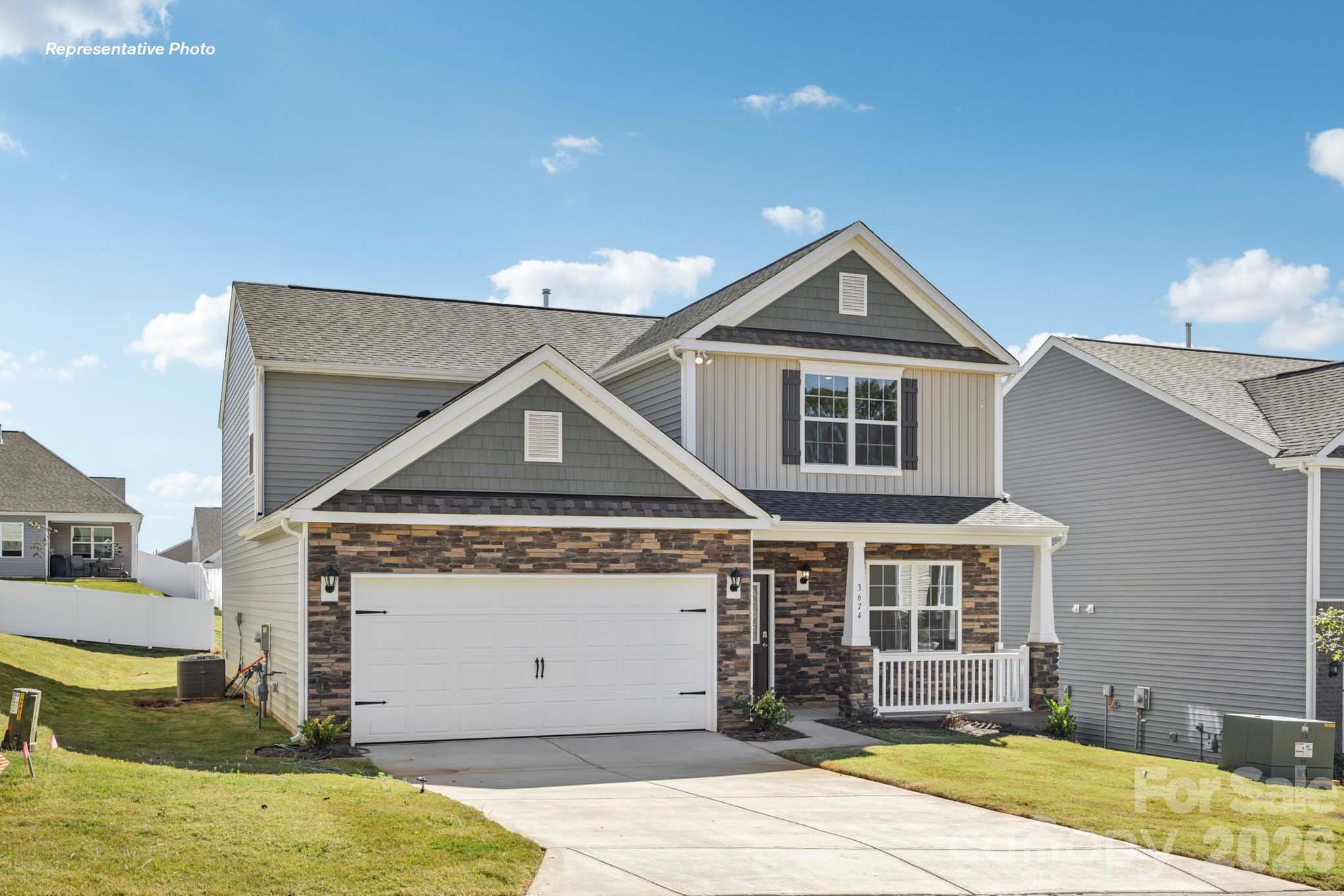 View this beautiful new construction home featuring a spacious and functional layout with modern finishes throughout. The Winston's Plan main floor includes a convenient owner’s suite with an en-suite bath along with a sizable walk-in closet, perfect for multi-generational living. The open-concept kitchen showcases a large island with quartz countertops, shaker-style soft-close cabinets with molding, a stylish backsplash, and stainless-steel appliances including a microwave, dishwasher, and electric range. The living area features an inviting electric fireplace that adds warmth and charm to the space. Upstairs offers wonderful secondary owner’s suite with an en-suite bath and two walk-in closets, two additional bedrooms, and a large loft ideal for a media room, play area, or home office. The exterior of the home includes James Hardie board siding with vibrant colors, creating lasting curb appeal. The community offers resort-style pool amenities and is conveniently located within walking distance to local schools. Surrounded by a beautiful tree line, this neighborhood provides a peaceful and scenic setting with well-spaced homes for added privacy. This home is an incredible value, offering all the benefits of new construction along with a “Home Is Connected” smart package that enhances everyday living. Combining comfort, style, and functionality, this home is ready to welcome its new owners.