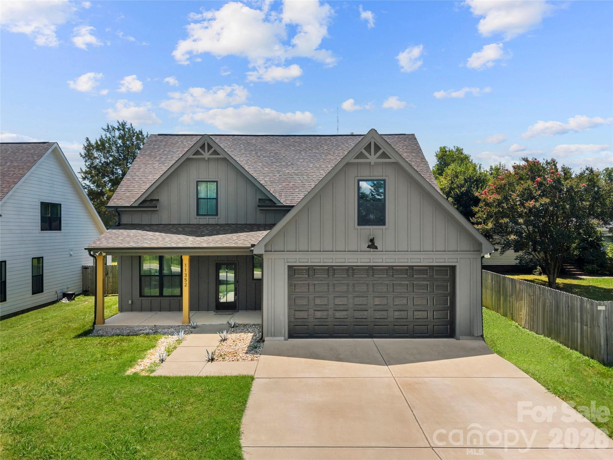Welcome to this single-family home, built in 2022 with no HOA! A foyer opens to a formal dining area accented by elegant board and batten. The kitchen is equipped with a center island offering additional seating, stainless steel appliances, a gas range and a breakfast nook. The kitchen opens into the living room where you'll find a vaulted ceiling, gas fireplace and direct access to the covered back patio, creating an ideal space for everyday living and entertaining. The main-level primary suite features a tray ceiling, dual walk-in closets, and access to the covered rear patio. The ensuite bathroom includes a double vanity, soaking tub, and walk-in shower. A conveniently located laundry room with a drop zone and a half bath complete the main level. Upstairs, you'll find three additional bedrooms, each with a walk-in closet, along with two full bathrooms. One of the bedrooms offers the flexibility to serve as a bonus room, media room, or home office to fit your needs. Step outside to enjoy the covered back patio overlooking the fully fenced backyard, providing space to relax or entertain. Conveniently located near shopping, dining, parks, and entertainment, this home offers the perfect combination of comfort, functionality, and location. Schedule your showing today!
