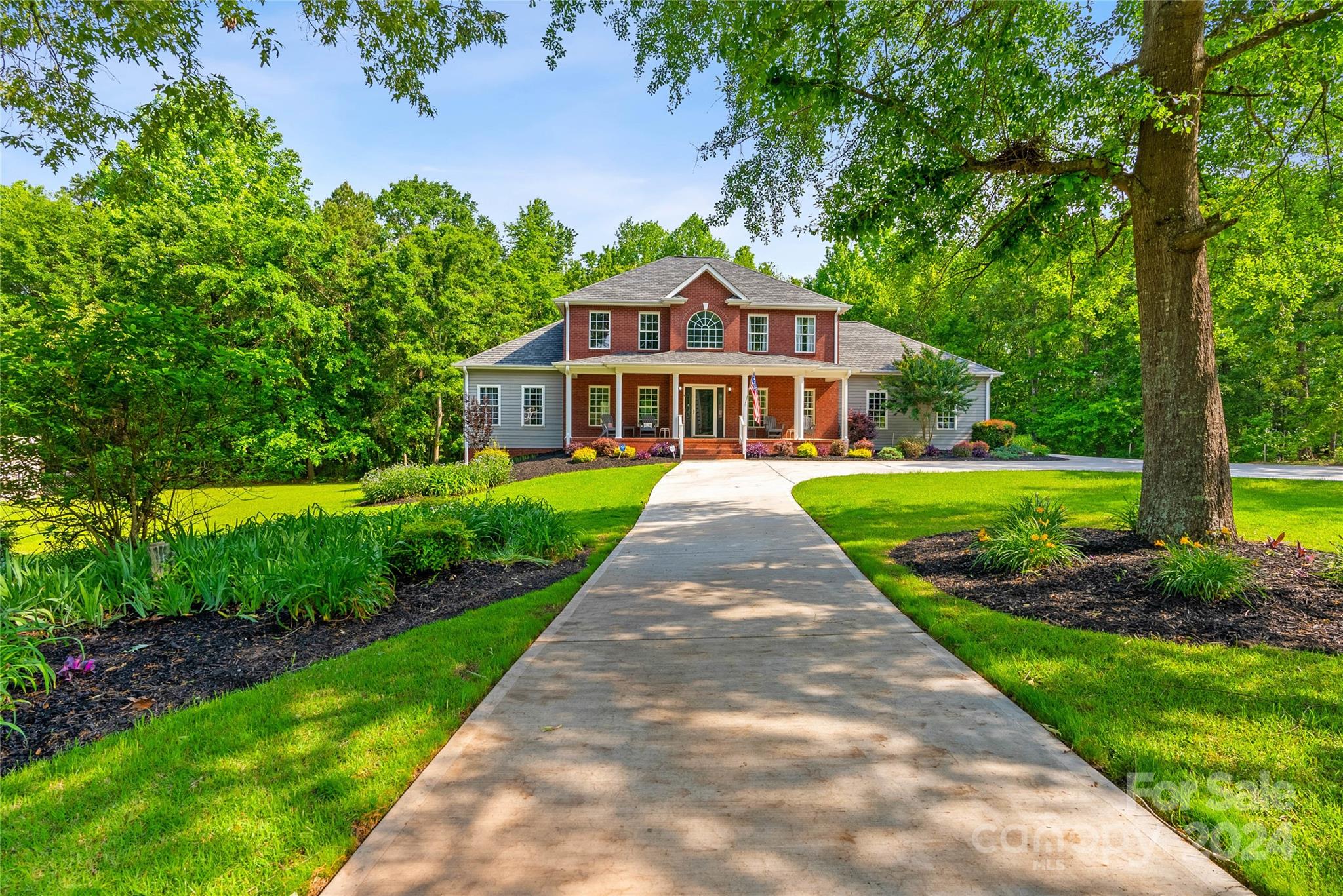 Welcome home! During their ownership, the sellers have invested in quality upgrades including a NEW ROOF - a class 4 Camelot GAF impact resistant designer shingle w/50 yr transferable warranty (unregistered!). NEW CIRCULAR DRIVEWAY ADDITION & 3 CAR GARAGE allows storage for vehicles, tools, & outdoor equipment. Step into a fresh, inviting aesthetic featuring new lighting, fixtures, paint, and flooring! Kitchen has expansive counter space & breakfast nook. Main level features formal dining, living room, 2 spacious rooms that share a full bath, laundry room, and remodeled half bath. Upstairs are 2 more bedrooms plus a gracious primary room w/ a private ensuite bath & walk-in closet. Relax & unwind on a NEW 34FT DECK & enjoy viewing a beautifully manicured backyard and the sparkling swimming pool. Partially finished basement w/half bath. Double doors into golf cart/lawn mower room. Numerous upgrades include new carpet, tile, commodes, & more! < 5 miles to I-85!