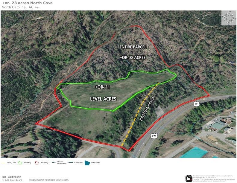 Rare opportunity to own a highly sought after prime property in the North Carolina mountains. Approximately 28 unrestricted acres (no zoning), 11 of which are level and cleared. Ideal for residential or commercial development, farming, recreation, or investment. The north side of the property has a forested gently sloping ridgeline with tremendous long range mountain views. 1,100 feet of frontage along Hwy 221 with a 900 foot long existing road leading to the elevated level acreage. Centrally located between Boone (1 hour) and Asheville (50 minutes), with quick access to other premier destinations. Just 20 minutes to Lake James and 15 minutes to Linville Falls, the Blue Ridge Parkway, Linville Falls Winery and Linville Gorge Wilderness.