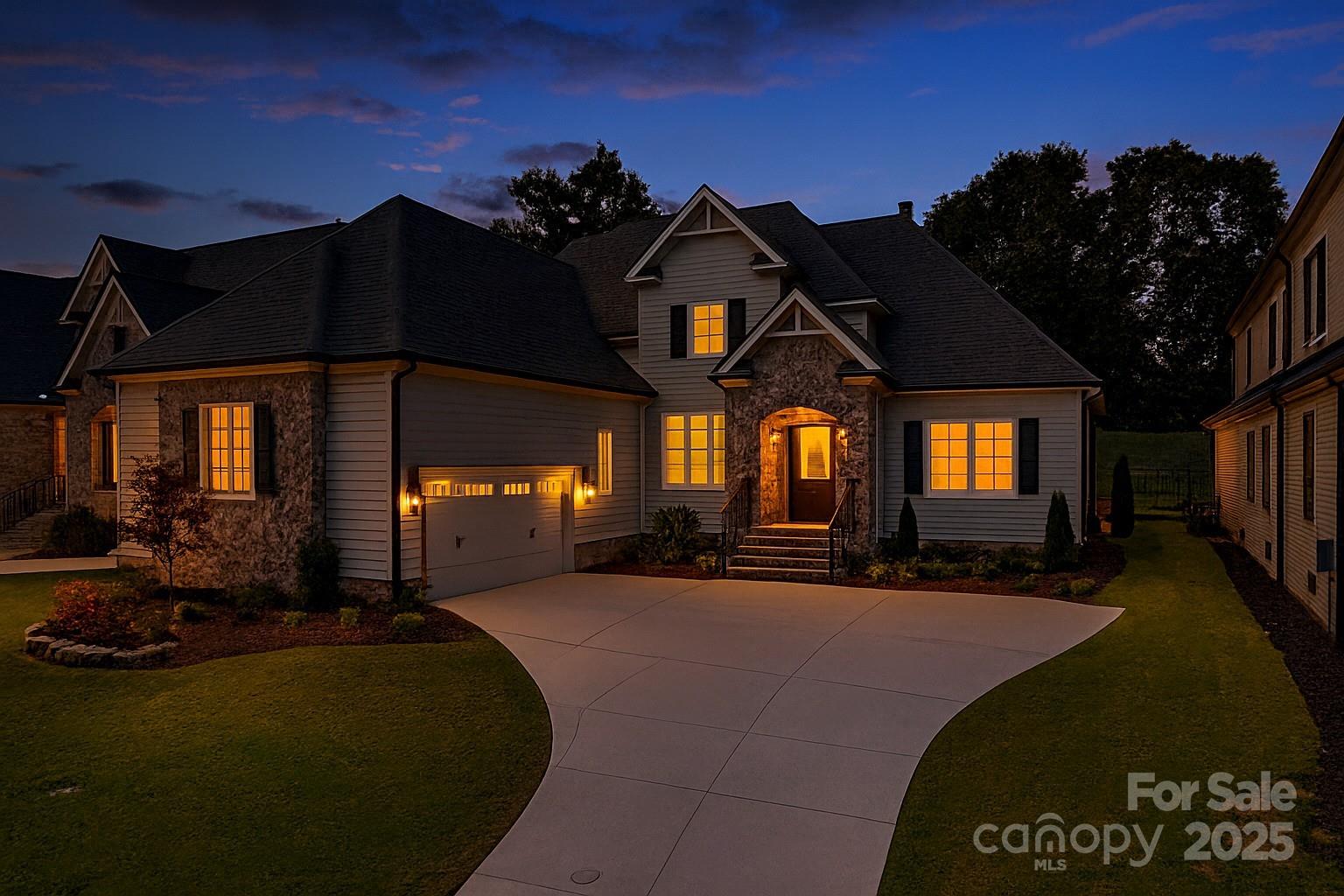 Welcome to this stunning four-bedroom luxury home in the upscale gated community of Chestnut Pond, featuring scenic walking trails and a tranquil 3-acre pond. Built by Dunn Custom Builders, this new construction is ideally located across the street from the Chestnut Pond and just minutes from Five Forks conveniences. Designed for both style and comfort, the open floor plan showcases high-end finishes throughout. Step into the inviting great room with a stone fireplace and coffered specialty ceiling, seamlessly connected to a oversized screened porch via two expansive sliding glass doors. The chef’s kitchen boasts premium Cafe' appliances, a spacious central island with quartz counter tops, and sleek/flush custom cabinetry w/100% drawer extensions and soft close hardware. It flows into a generous dining area with views of the private, backyard. The main-level primary suite with hardwood floors, offers a double tray ceiling, a custom walk-in closet, and a spa-inspired bath with a soaking tub, zero-entry shower, separate water closet, and Platinum White leathered granite counters with stunning cabinetry. A guest bedroom on the main w/ensuite bath. Office/study or music room, complete the main living area. Upstairs, you’ll find two large bedrooms with a generous guest bath w/dual sinks. An oversized bonus room, perfect for a media space or playroom. The screened porch and backyard are ideal for entertaining, with ample space for hardscape and firepit or fireplace. Additional features include Oversized two-car garage with epoxy flooring. Large laundry room and drop zone w/built in desk, great for kids, Walk-in pantry, Security system, Zoned HVAC and Central Vacuum, In-ground irrigation. This home is a true sanctuary, luxurious, functional, and move-in ready. HOA takes care of all your landscaping needs, trash pickup, pond maintenance, security gate maintenance, is all included.