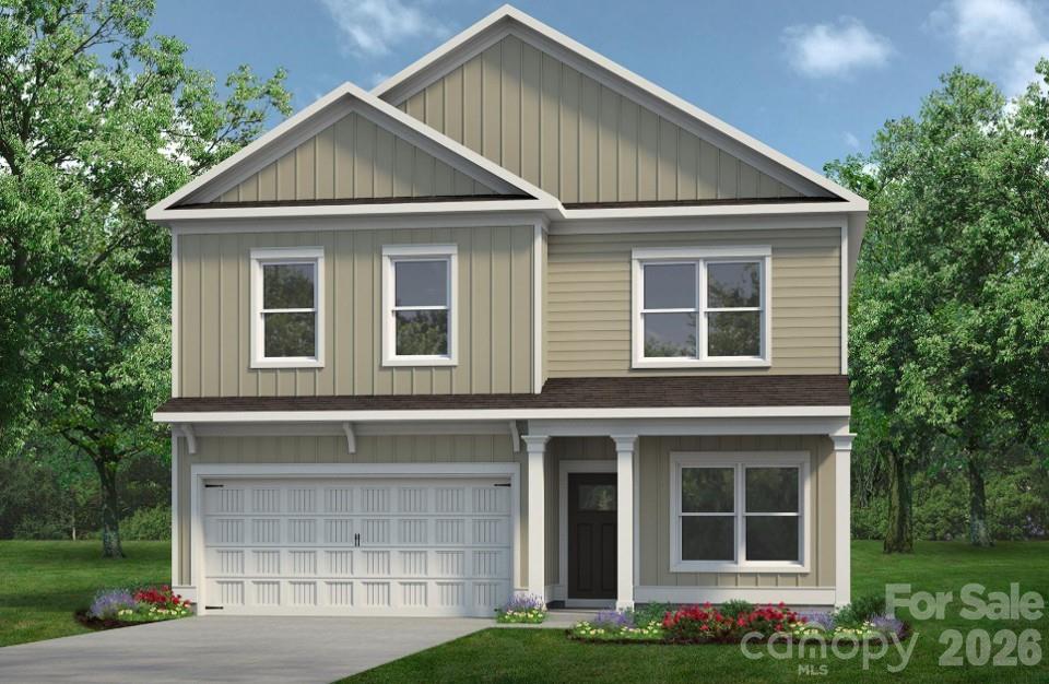 The Waring III at Sunset Meadows was designed for this spectacular wooded lot.  Main level living with plenty of space for spreading out upstairs with a Loft that is 21 x 22 ft.  The open-concept layout seamlessly connects the spacious family room, kitchen, and breakfast area. The kitchen is equipped with 42" modern cabinets, quartz countertops, a large island, pantry, and stainless-steel appliances.  Vinyl plank flooring extends throughout the first floor. Also on the first floor is the owner's bedroom with ensuite bath with a large tiled shower, double vanity, linen closet, and a generous walk-in closet as well as the laundry room. Upstairs, you will have 4 large bedroom and the extra large LOFT. 
This is the house EVERYONE wants in a convenient location off Sunset Road - inside IH 485 and IH 77 just minutes to Uptown Charlotte.   Projected completion September 2026. Receive closing costs using builders preferred lender.