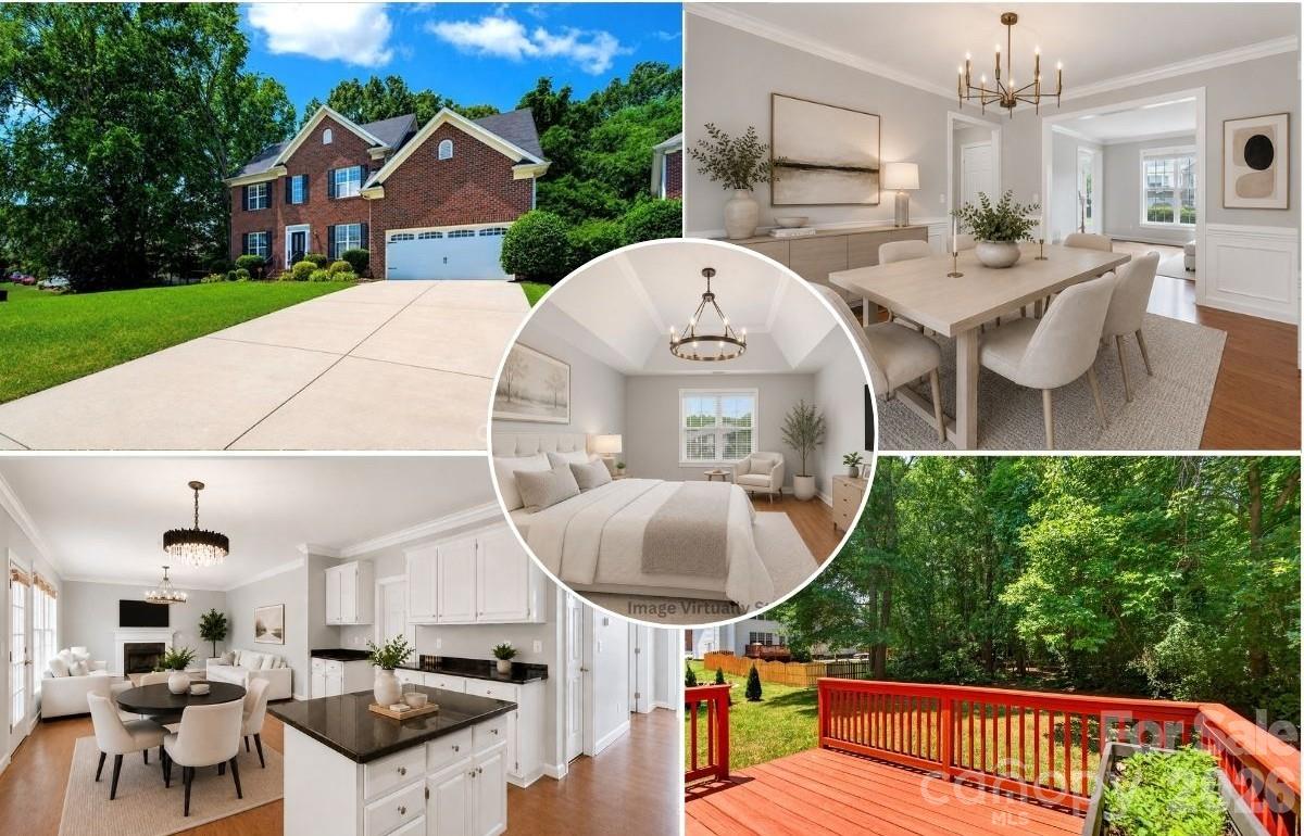 Best in Class! Nestled on a quiet cul-de-sac, this beautifully updated home offers a bright, move-in-ready interior designed for both comfort and entertaining. The kitchen is the heart of the home, featuring a large island, ample counter space, and brand-new high-end appliances, seamlessly connecting to the main living areas. Gleaming new hardwood floors and new custom lighting throughout create a cohesive, polished look—no carpet anywhere! A convenient office on the main floor provides the perfect space for working from home or studying. Upstairs, the primary suite is a private retreat with a tray ceiling, spa-like en-suite, and a massive walk-in closet. Three additional bedrooms plus a spacious bonus room offer flexibility for family, guests, or hobbies. Step outside to a serene, wooded backyard with a deck, ideal for relaxing or entertaining. Located near top-rated schools, shopping, dining, and recreational amenities—just 5 minutes to University City Research Park, 10 minutes to UNC Charlotte, and 20 minutes to Uptown Charlotte—this home perfectly blends everyday convenience with privacy. Don’t miss your chance—schedule a showing before it’s gone!