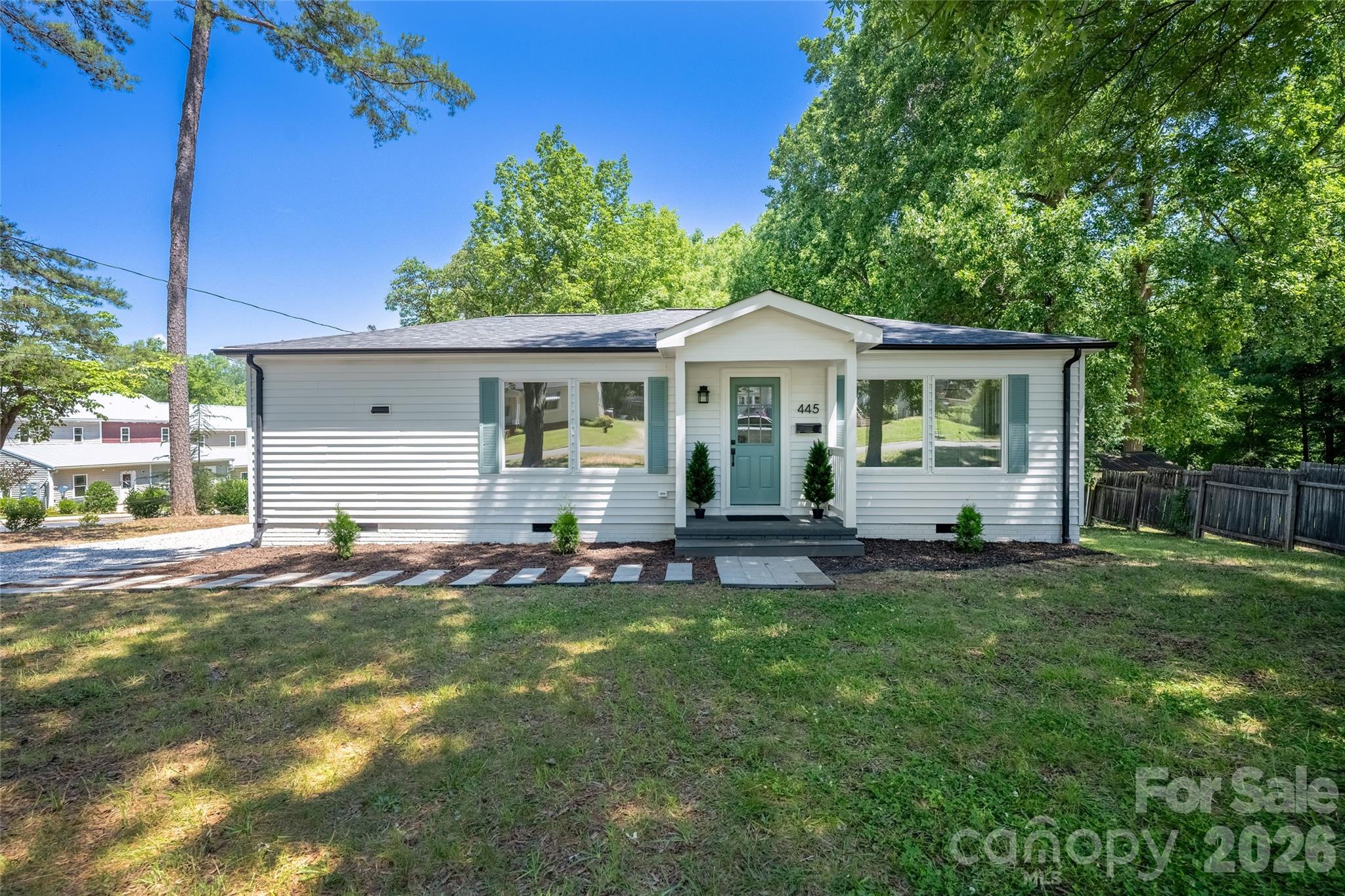 Beautifully and completely updated 3-bedroom, 1-bath home on a spacious 0.62-acre lot in the heart of Mooresville. This move-in-ready home features fresh interior and exterior paint, new light fixtures throughout, new entry and back doors, and a fully renovated kitchen with new cabinets, quartz countertops, updated flooring, stylish lighting, and new appliances. The bathroom has also been refreshed with new tile, shower surround, vanity, faucet, mirror, lighting, and accessories.
Major updates include roof 2025, electrical 2026, plumbing 2026, water heater 2026, and HVAC 2019. The conditioned crawl space includes a dehumidifier, vapor barrier, and new insulation for added comfort and peace of mind.

Enjoy a peaceful backyard with mature trees, open lawn space, and a small forested area in the back, creating a private wooded backdrop perfect for gardening, relaxing, entertaining, enjoying nature, or even keeping a chicken coop. No HOA. Conveniently located near downtown Mooresville, shopping, dining, and commuter routes. Updated, charming, and ready for its next owner!